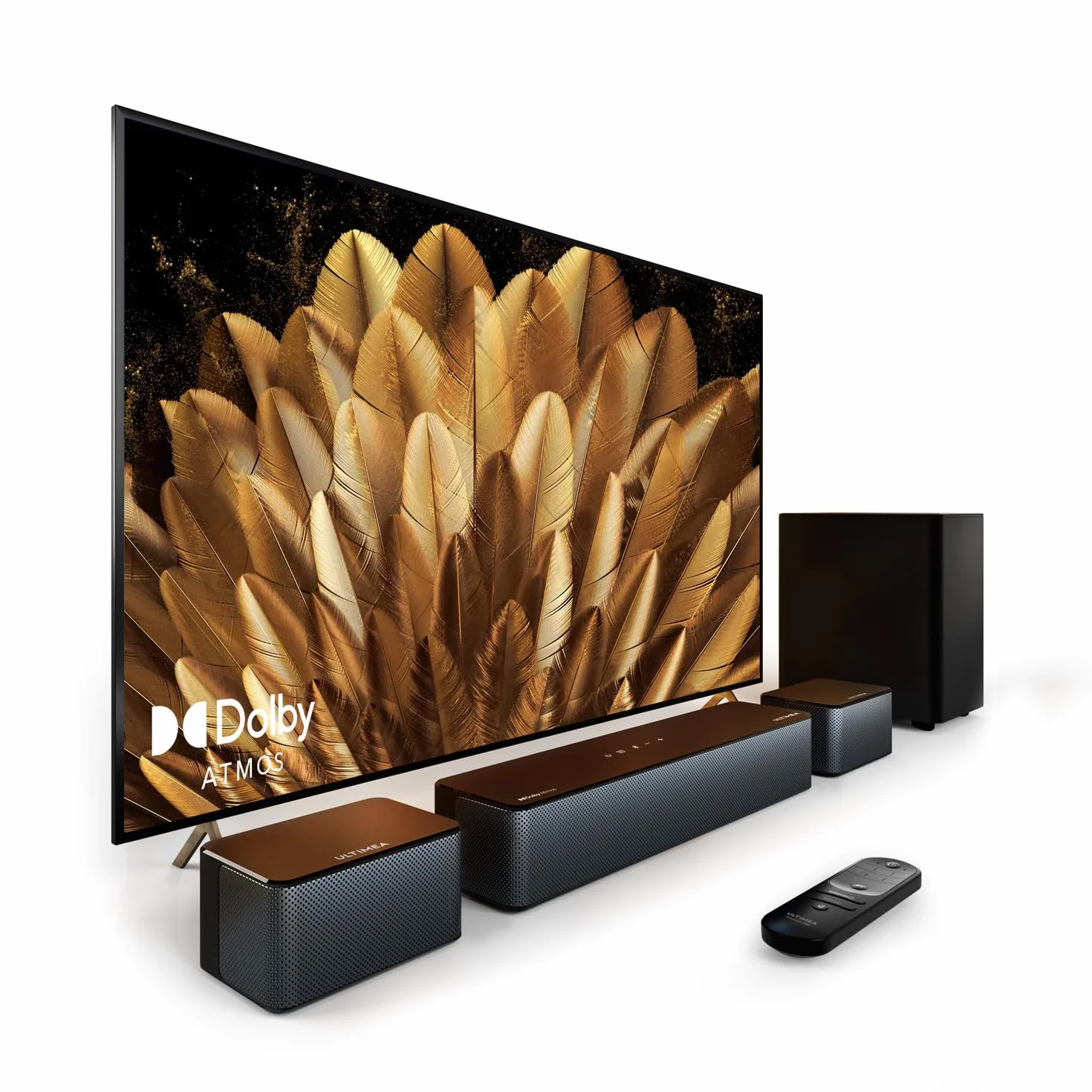ULTIMEA Soundbar 5.1 Dolby Atmos, system dźwięku przestrzennego 3D, subwoofer, Bluetooth 5.3, Poseidon D60