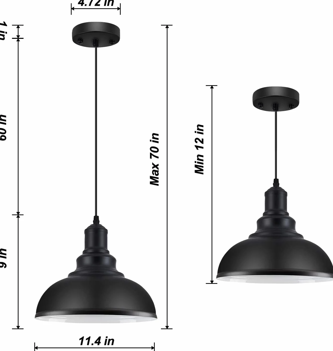LOEHINLE 2 sztuki lamp wiszących, vintage industrialne oprawy, czarne metalowe lampy wiszące, lampa sufitowa do kuchni, wyspy domu, jadalni, sypialni, 29 cm