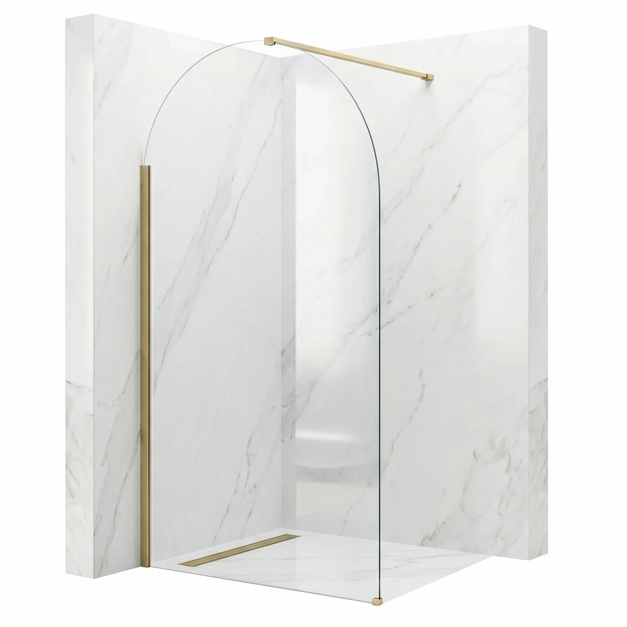 Rea - Ścianka prysznicowa Walk-In Heaven Brush Gold 100-0,8 x 100 x 200 cm
