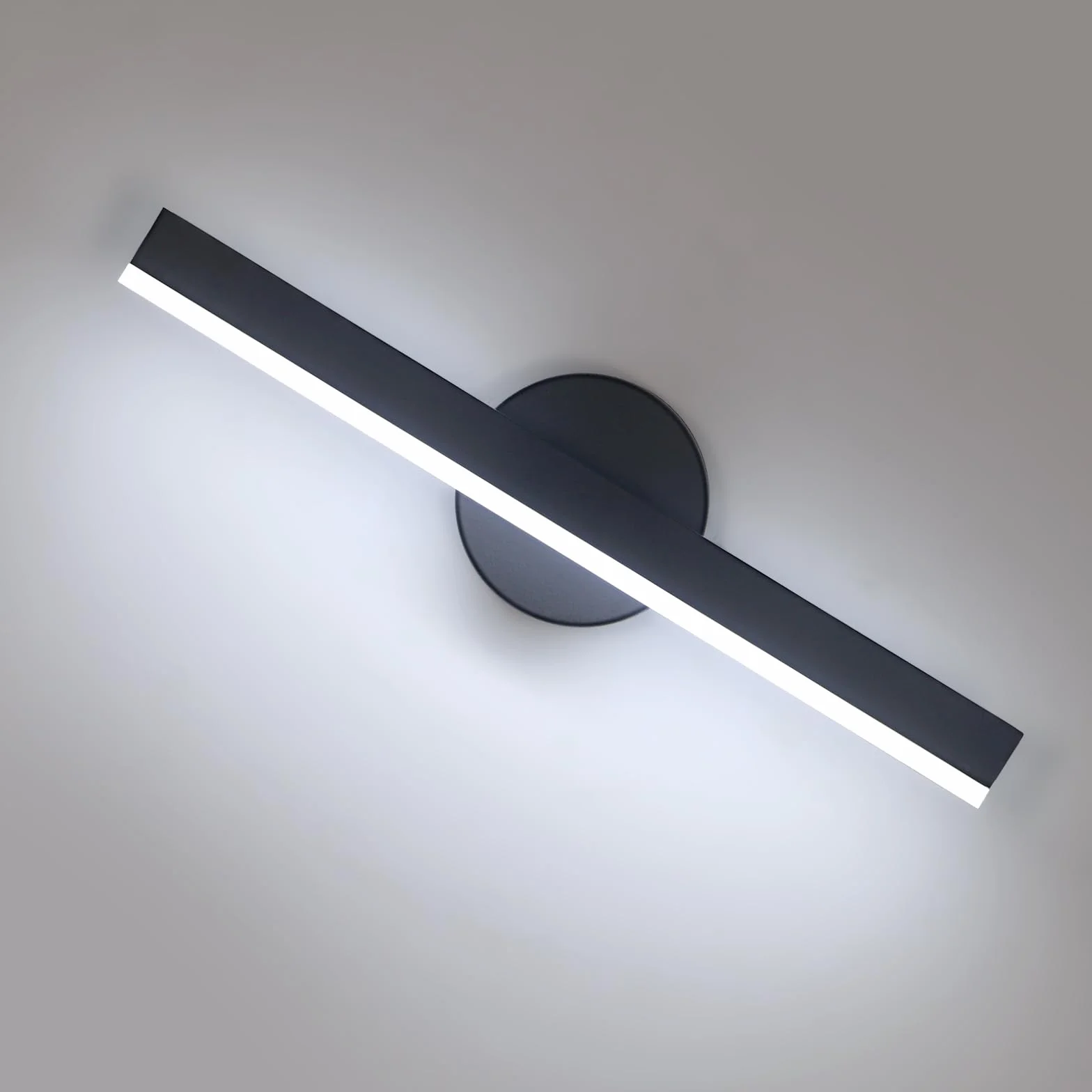 Riserva Lampa ścienna LED, nowoczesna, 12 W, lampa ścienna do wewnątrz, obracany o 300°, kinkiet ścienny, czarny, do sypialni, lustra, salonu, jadalni, klatki schodowej, 6500 K, białe światło