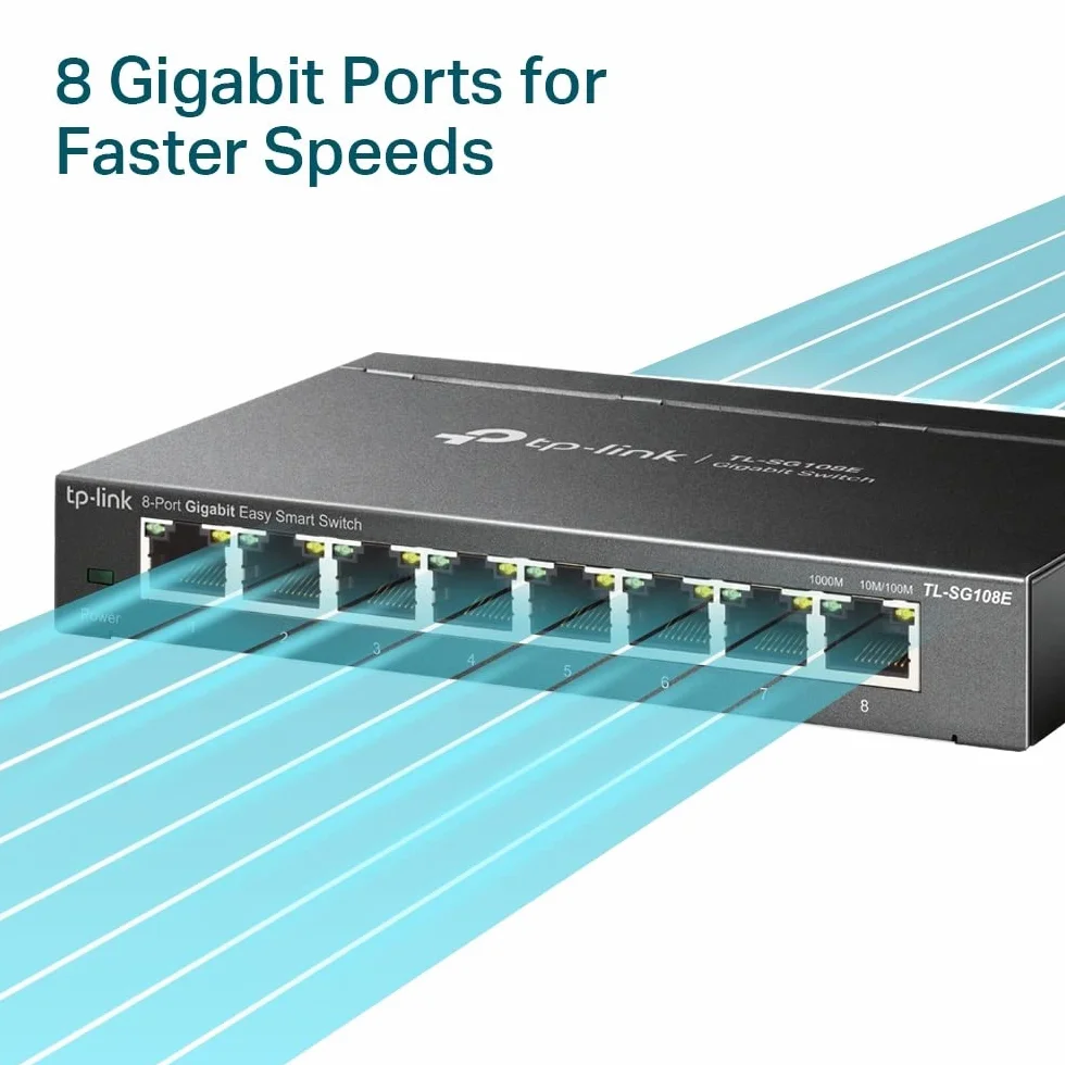 TP-Link TL-SG108E 8-portowy gigabitowy smart switch VLAN QoS IGMP metalowa obudowa