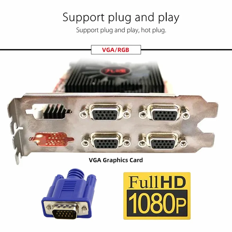 Wirtualny adapter wyświetlacza VGA RGB monitor atrapa wtyczka bez głowy emulator wyświetlacza ducha 1920 x 1080p przy 60 Hz