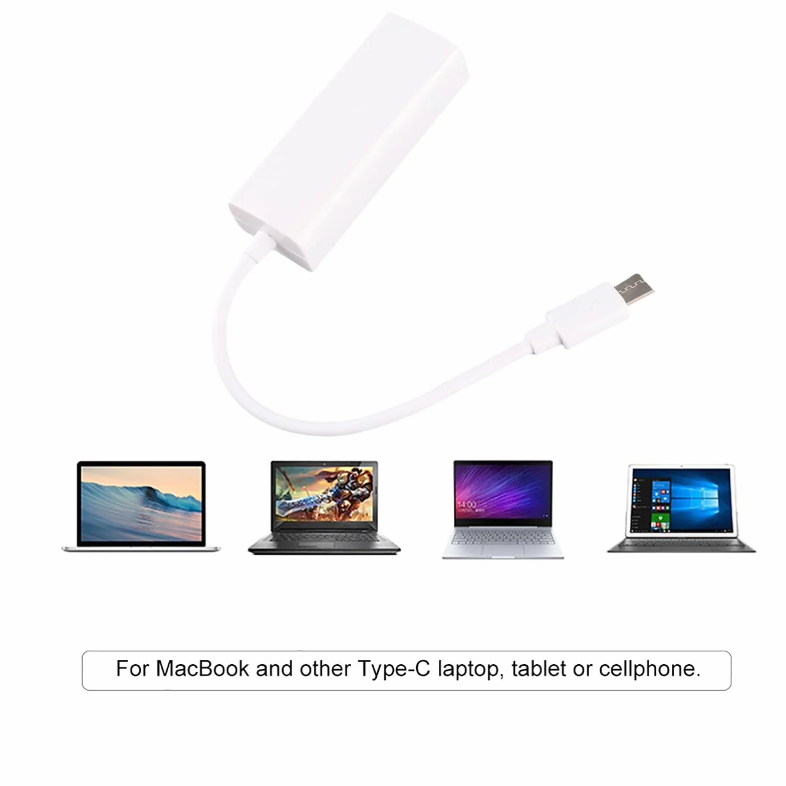 Konwerter Adaptera Sieciowego USB 3.1 Typu C na RJ45 100 Mb/S Ethernet LAN do Laptopa USB C, Plug and Play, Mały Rozmiar, Swobodnie włóż Złącze Typu C, Zaawansowany Układ