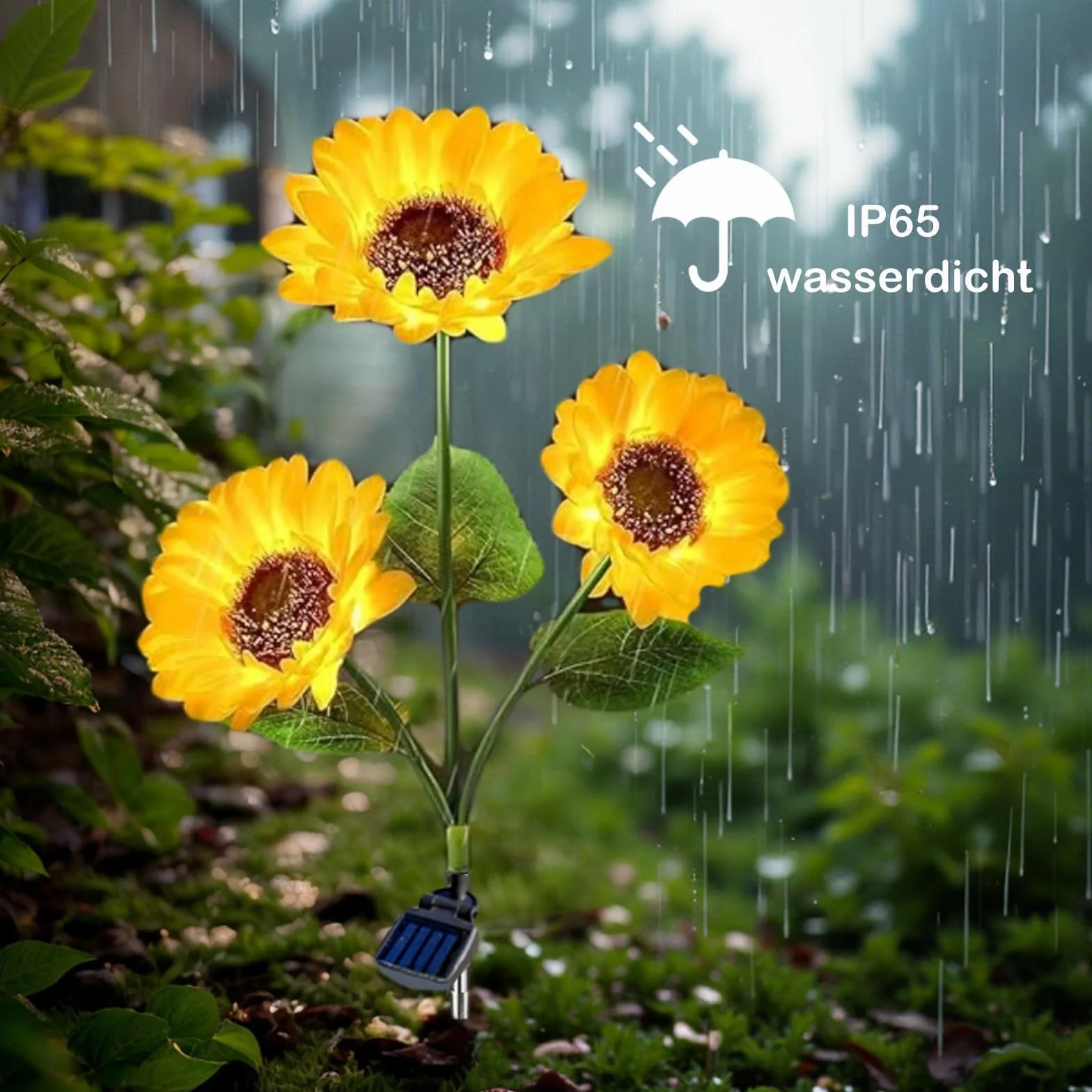 Hqynss Ulepszone solarne lampy słonecznikowe do dekoracji ogrodowych, lampy solarne do ogrodu, wodoodporne IP65, do dekoracji trawnika, na urodziny, Boże Narodzenie, prezenty ogrodnicze, 2 szt