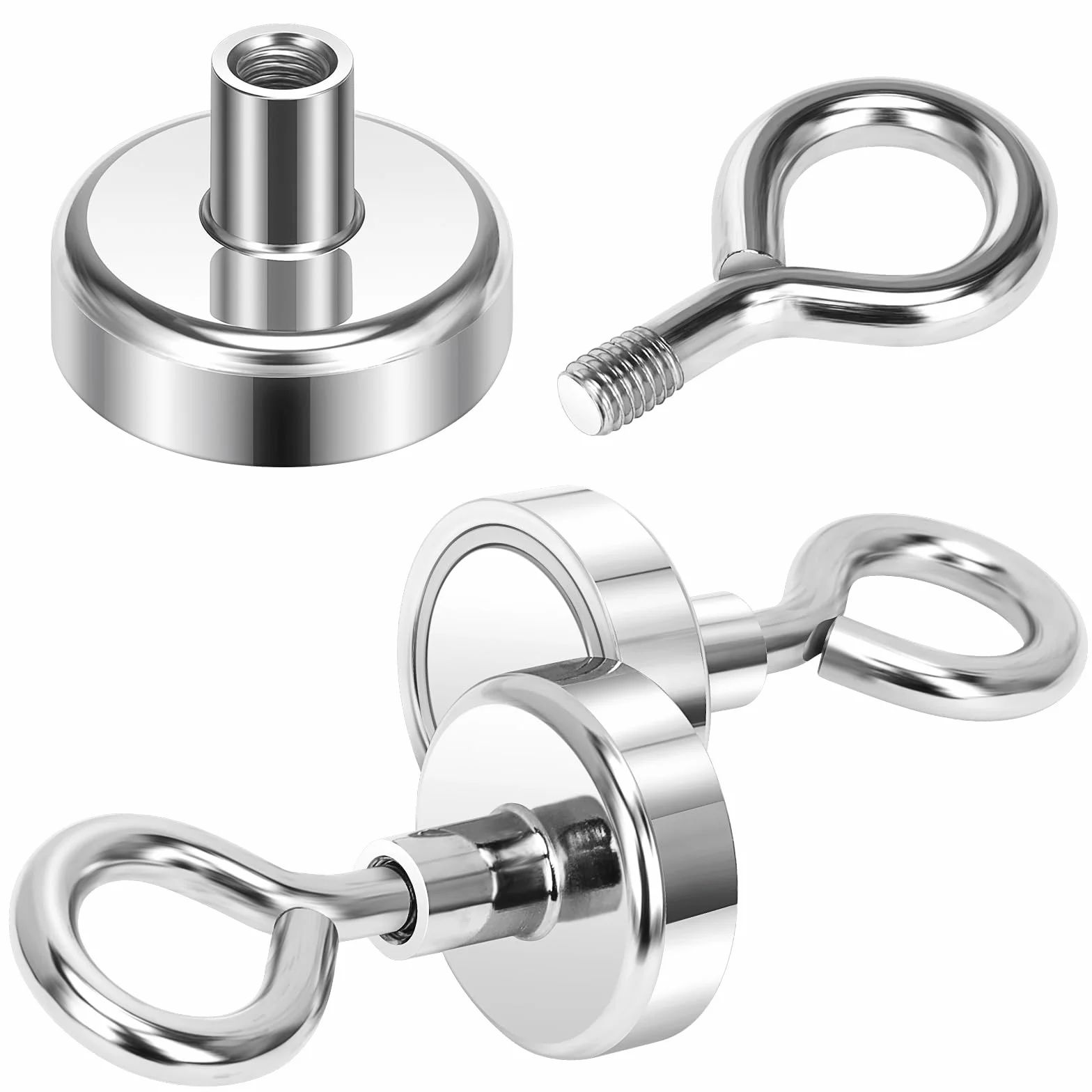 Wukong 19KG(42LB) Magnetyczne haczyki, 25 mm, super mocny magnes neodymowy, 6 sztuk mocny hak magnetyczny, oczka magnesy na kemping, magazyn i kuchnię