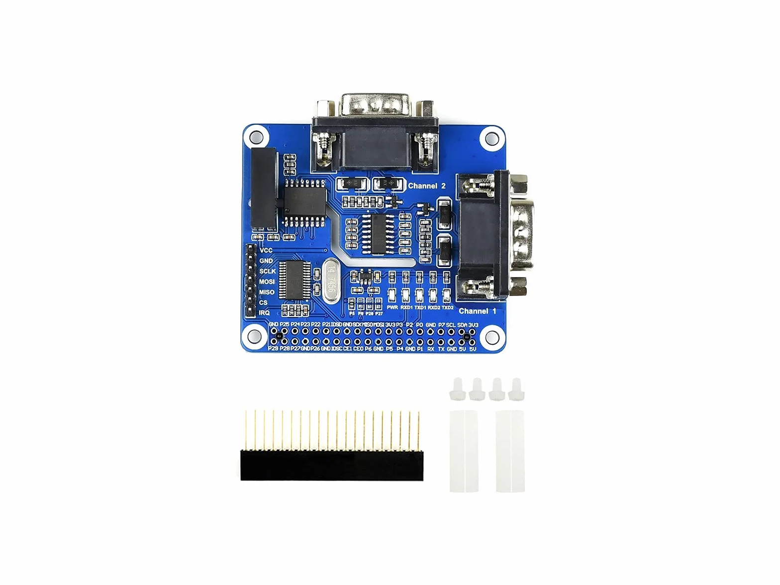 Waveshare 2-Channel Isolated RS232 Expansion HAT for Raspberry Pi SC16IS752+SP3232