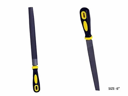 Narzędzia 6-częściowy zestaw pilników z uchwytem (15 cm) | płaskie, okrągłe, półokrągłe, trójkątne, kwadratowe i pilniki do drewna, metalu, majsterkowania i stolarki