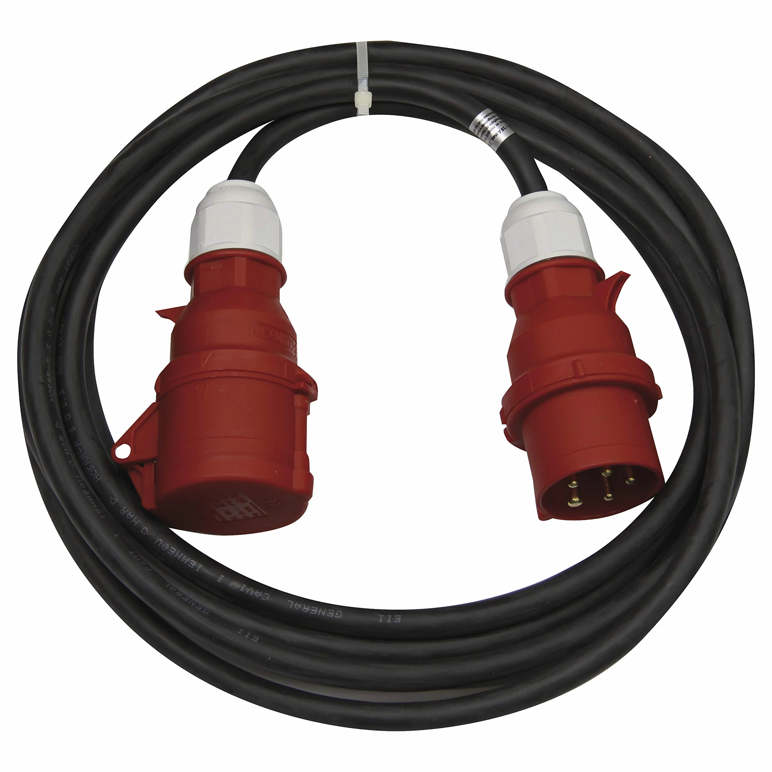 Kabel przedłużający CEE 5-biegunowy wtyk / 25 m / 5 x 16 A / 400 V / 3 fazy / 2,5 mm / IP44 / czarny