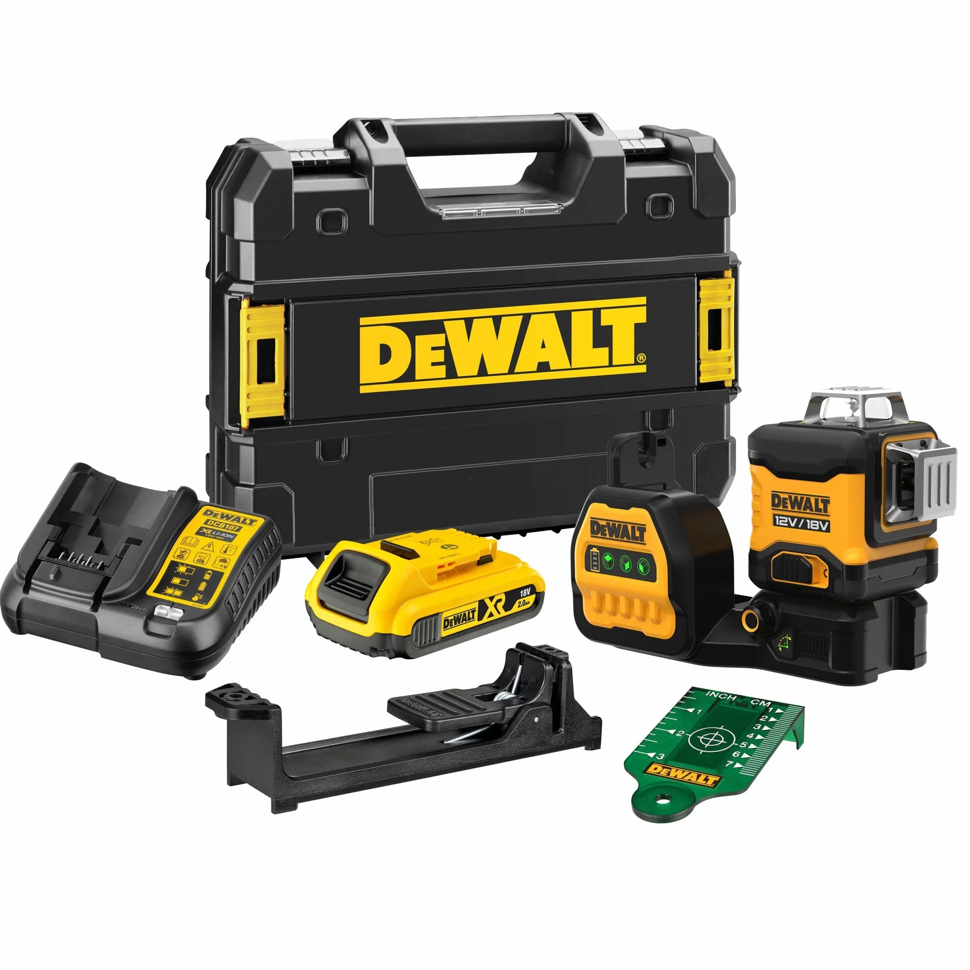 DEWALT, Laser liniowy 10,8V z zieloną wiązką, samopoziomujący, DCE089D1G