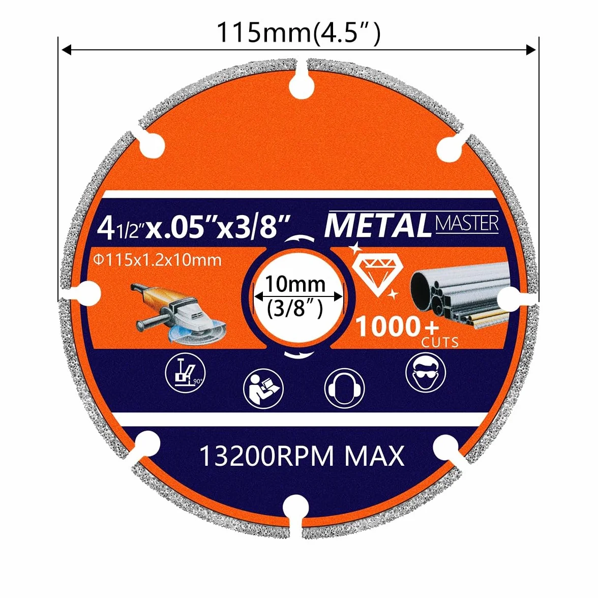 LYVQZPWLRDiamentowa płyta cięcia, 1 szt. 115 mm tarcza tnąca diamentowa lutowana próżniowo, tarcza tnąca tarczowa(10mm)