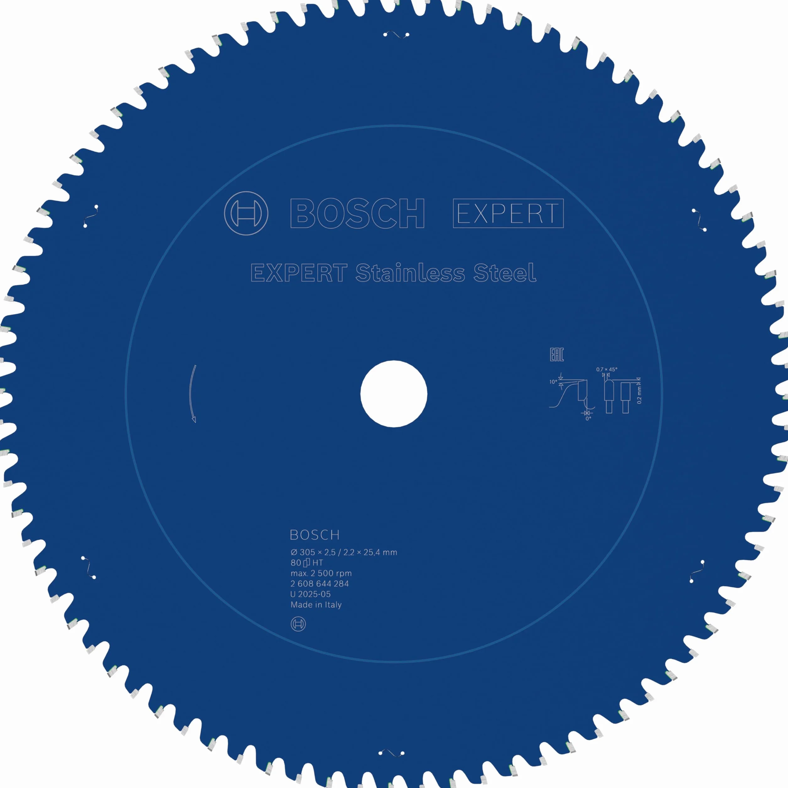 Bosch Professional Brzeszczot do piły tarczowej Expert for Stainless Steel (stal nierdzewna, 305 x 25,4 x 2,5 mm, 80 zębów, akcesoria do piły tarczowej)