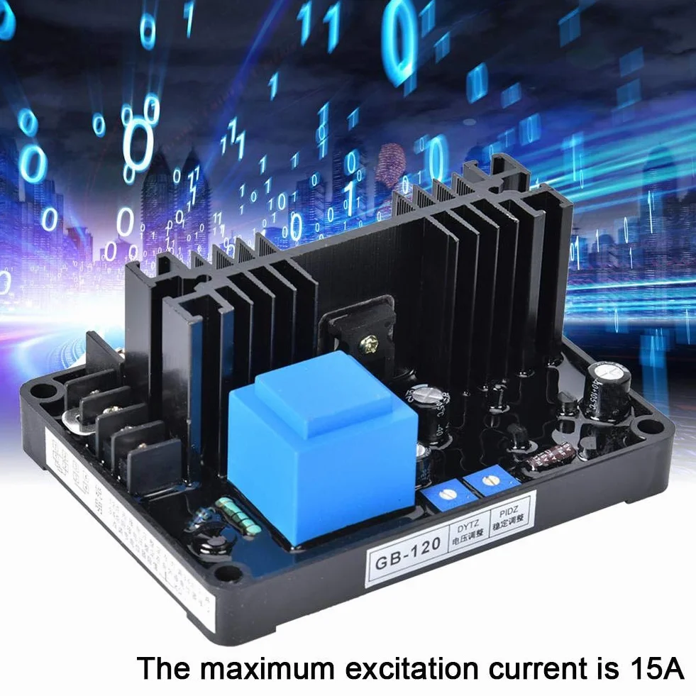 Regulator napięcia, automatyczny regulator napięcia AVR 15A GB-120 380/400 VAC do 3-fazowego generatora szczotek węglowych ze schematem połączeń