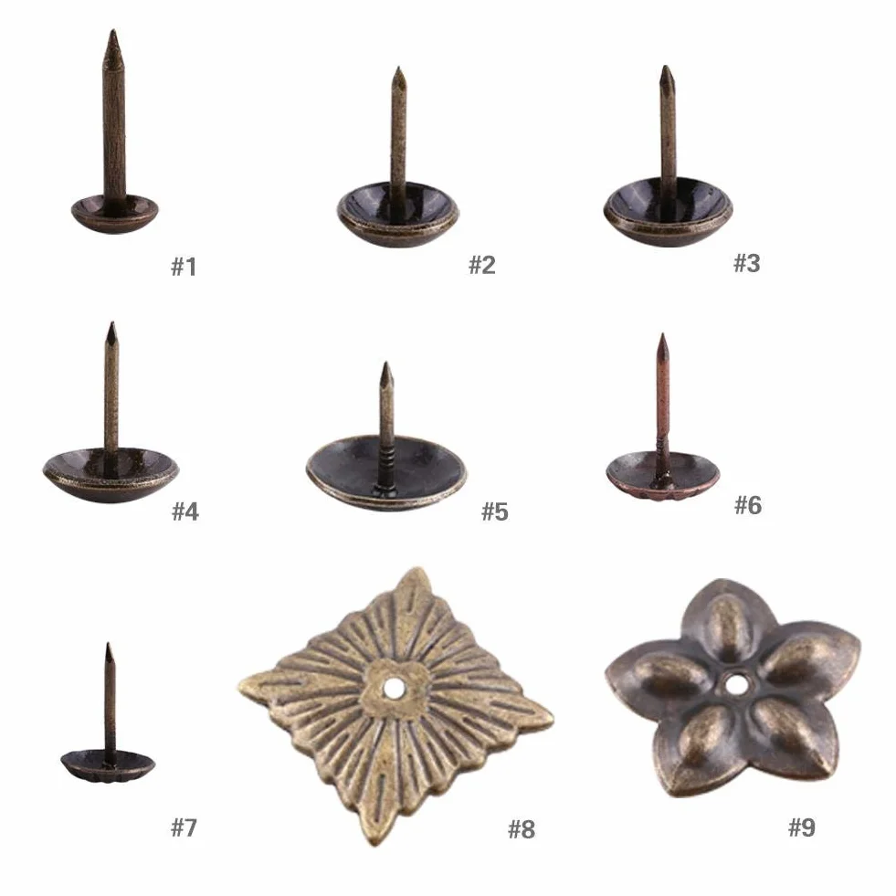 100 stücke Polster Tacks, Möbel Nägel Pins Sofa Rivet Polster Pins Handwerk Thumbtack Tack, Antike Messing(11 * 17mm)