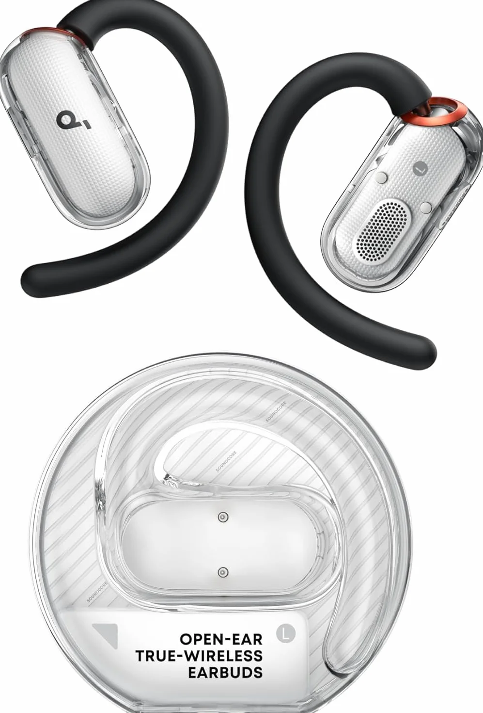 Soundcore V40i firmy anker(odnowiona), słuchawki open-ear, krystalicznie czysta konstrukcja, bogatszy bas, IP55, 21H odtwarzania, wyraźne połączenia AI, Bluetooth 5.4, sterowanie aplikacją