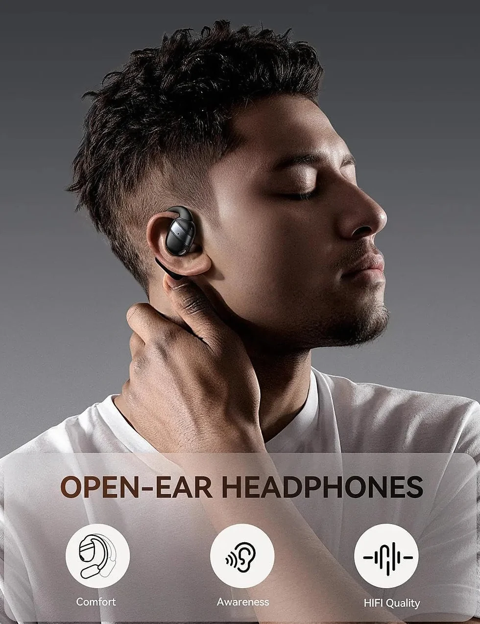 JOYROOM Słuchawki douszne Open Ear Bluetooth 5.4 cyfrowy wyświetlacz LED 50h odtwarzania wodoodporne IPX4