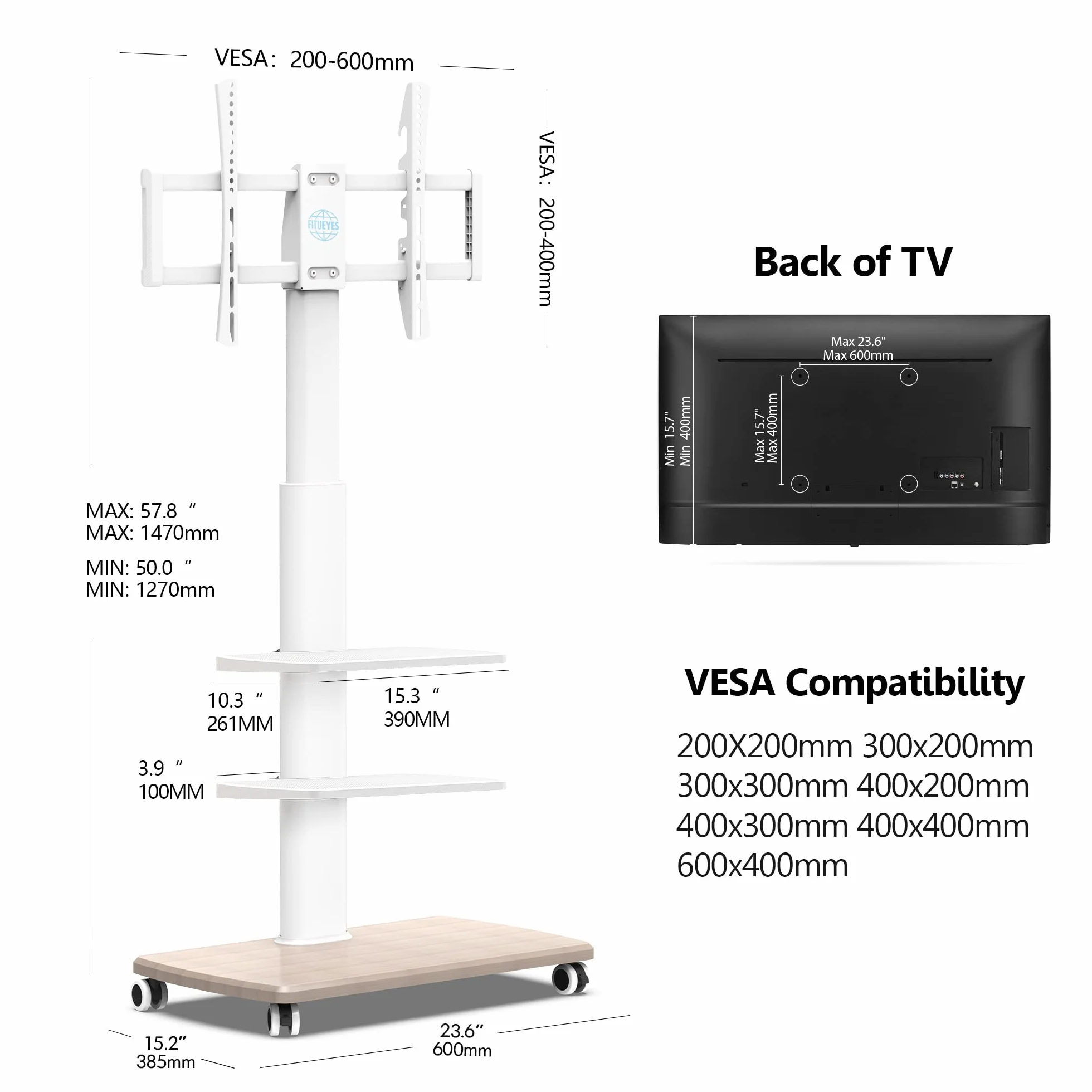 FITUEYE TT306504WW biały stojak na telewizor
