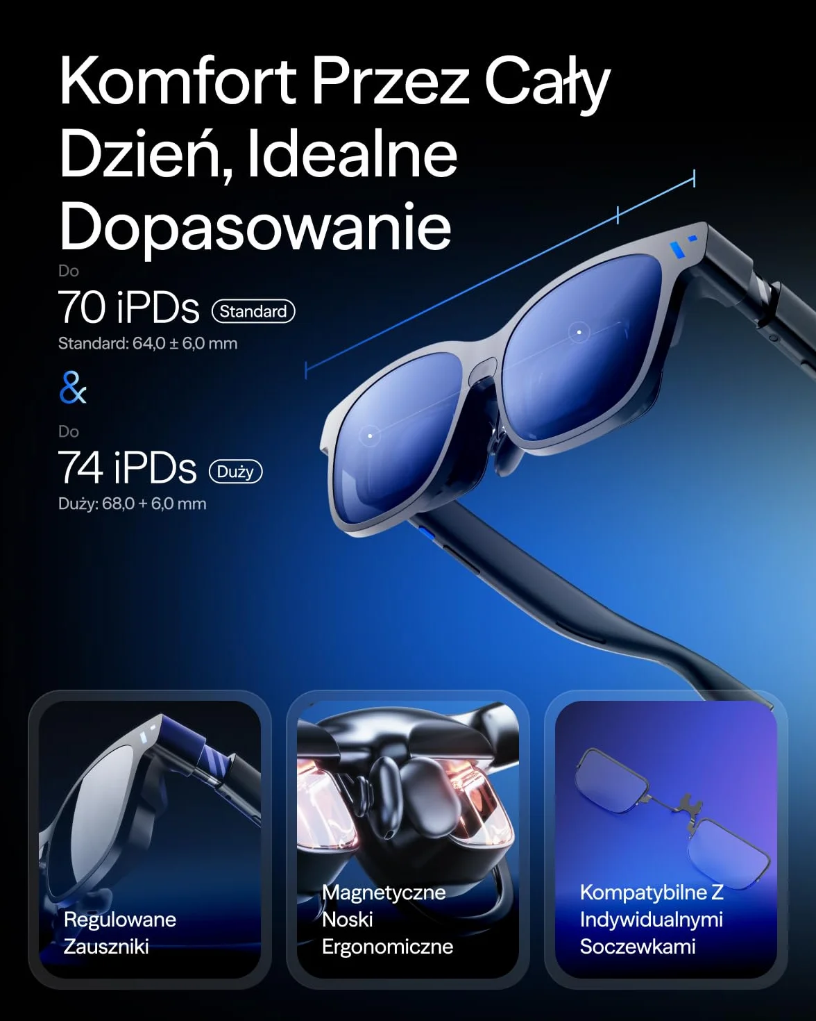 VITURE Beast okulary XR 174" 1200p 58° FOV wbudowany VisionPair™ 3DoF HARMAN Audio AR dla iPhone Android Mac PC Switch 2