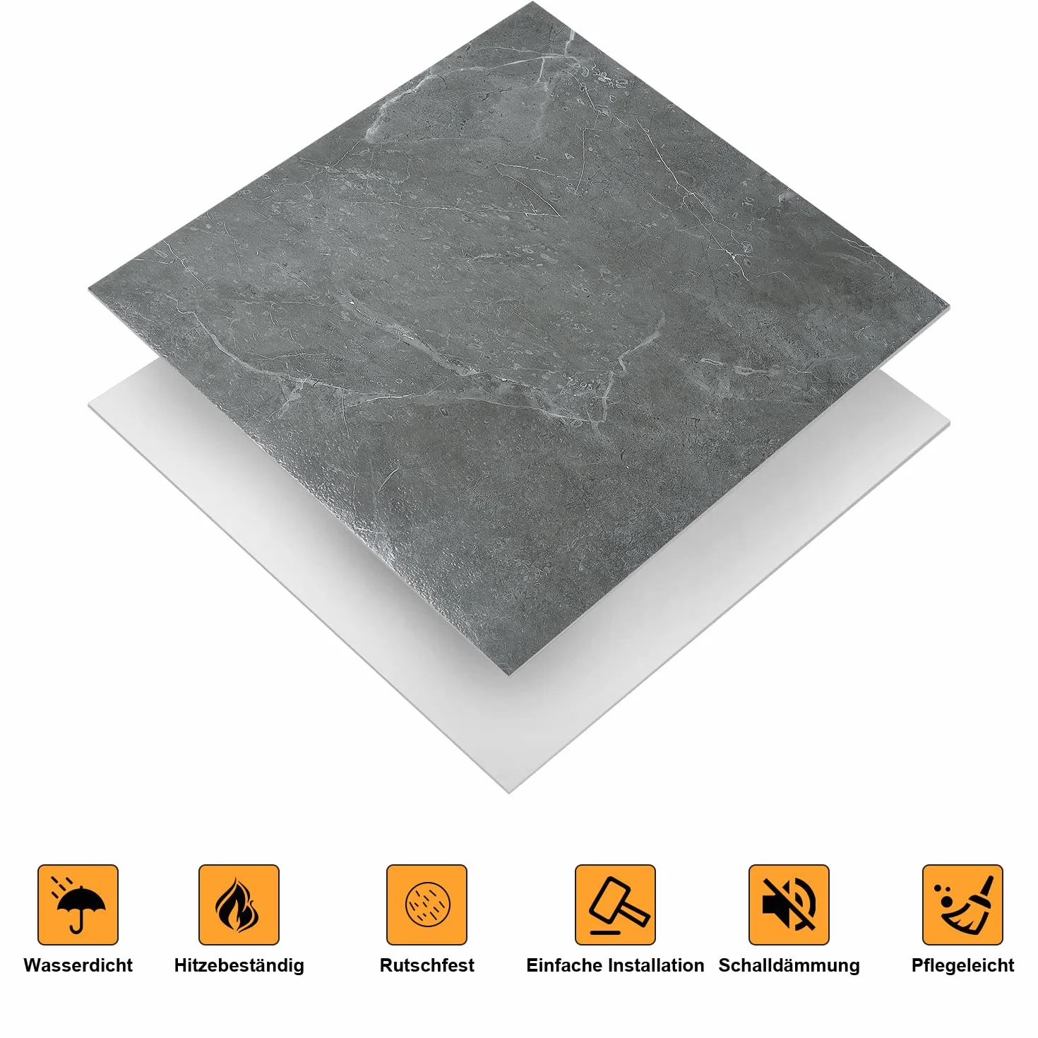 Sonnewelt Wykładzina podłogowa z PCW, samoprzylepna, ok. 5 m², 55 płytek, podłoga winylowa, antypoślizgowa, wodoodporna, 30 x 30 cm, laminat, deski podłogowe, płytki winylowe do ogrzewania