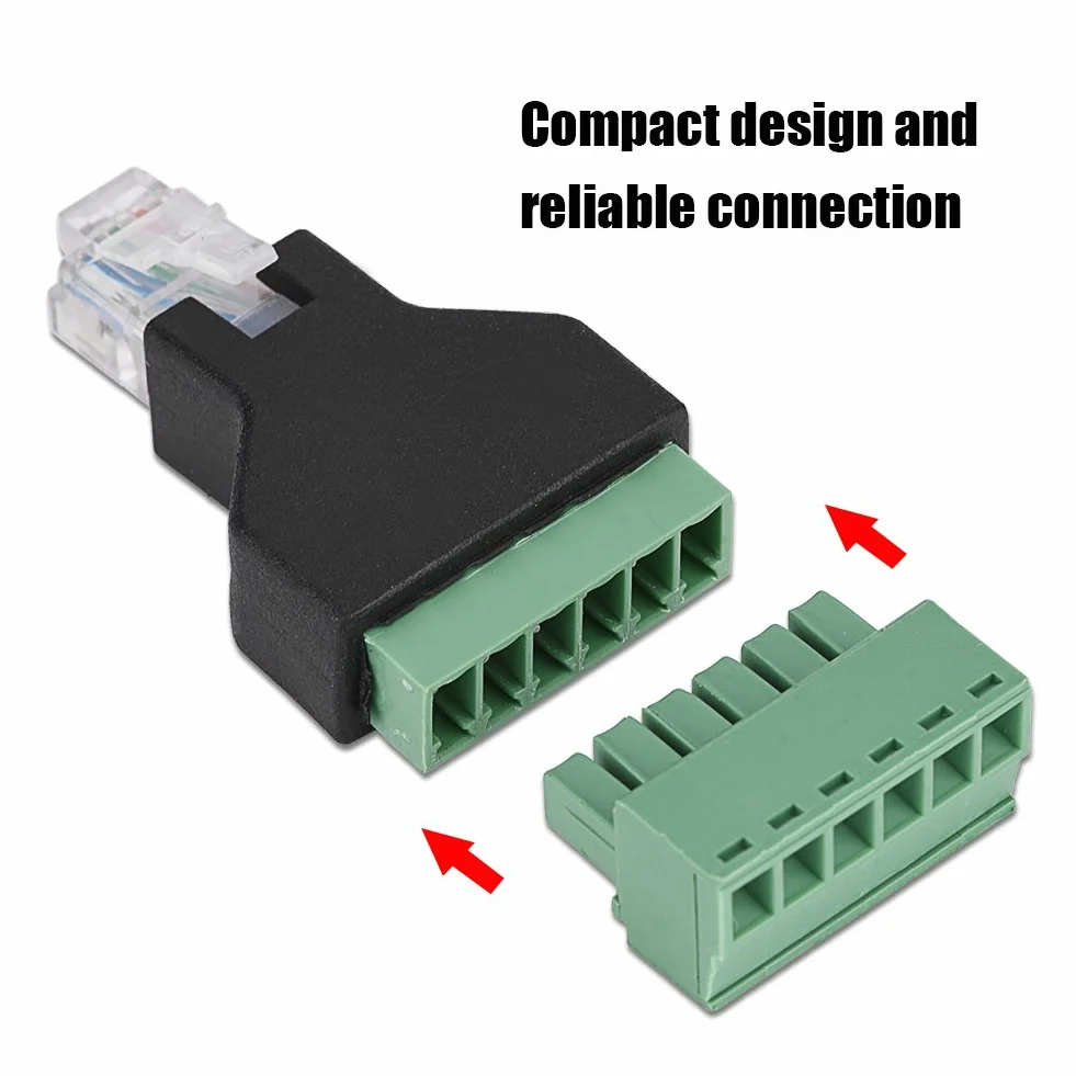 Wtyczka 6P6C RJ12 z ekranowanym adapterem do CCTV 6-biegunowa
