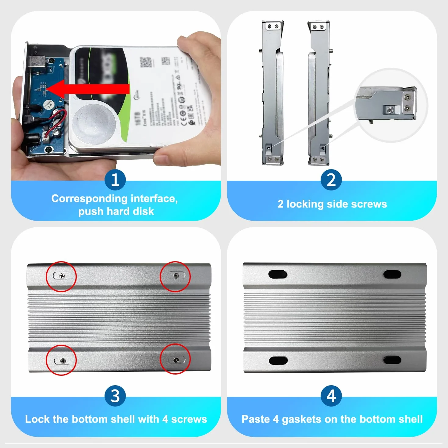XIAO LIN Twardy dysk zewnętrzny 3,5" SATA USB 3.0 aluminiowa obudowa UASP 20 TB