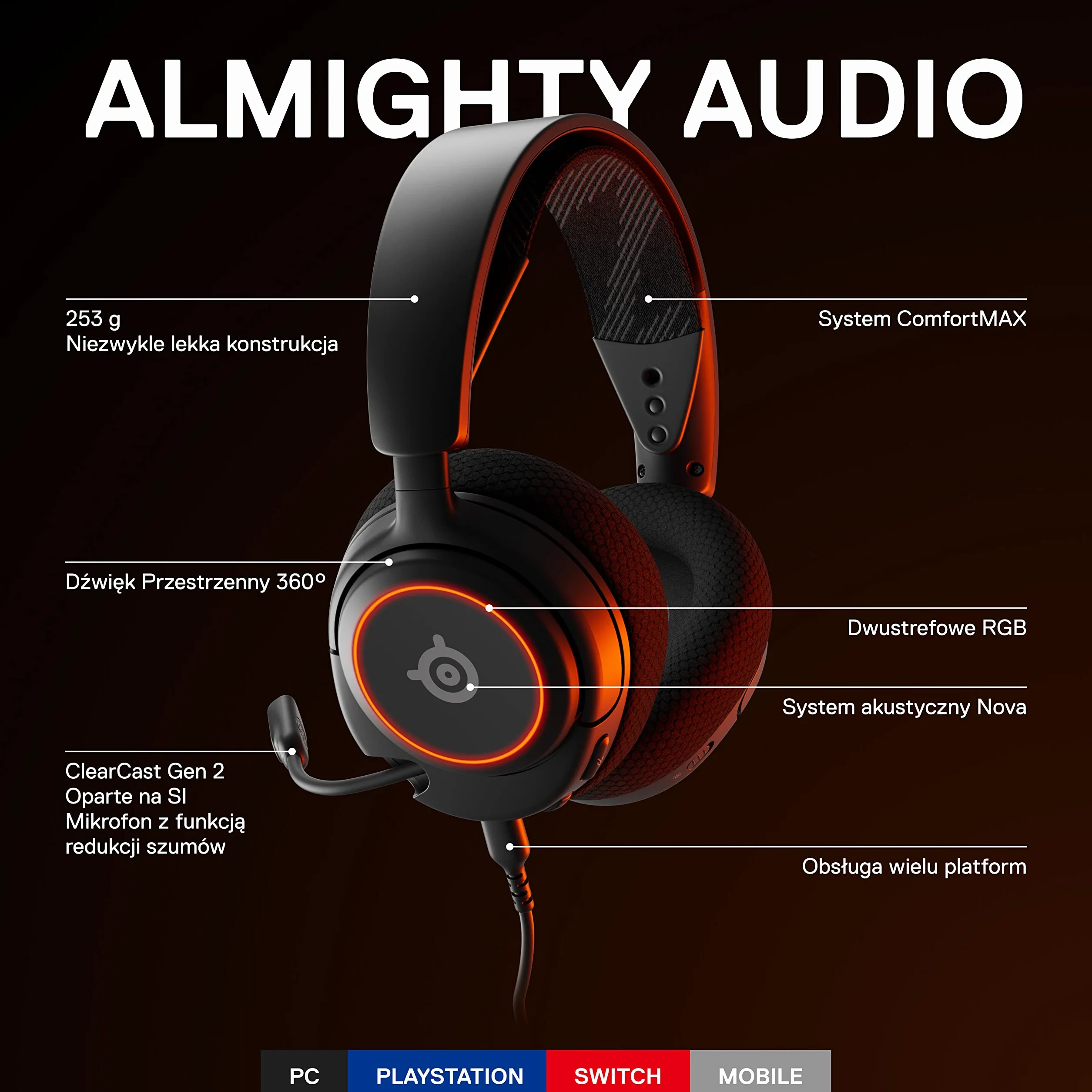 Steelseries Arctis Nova 3 Słuchawki Czarny