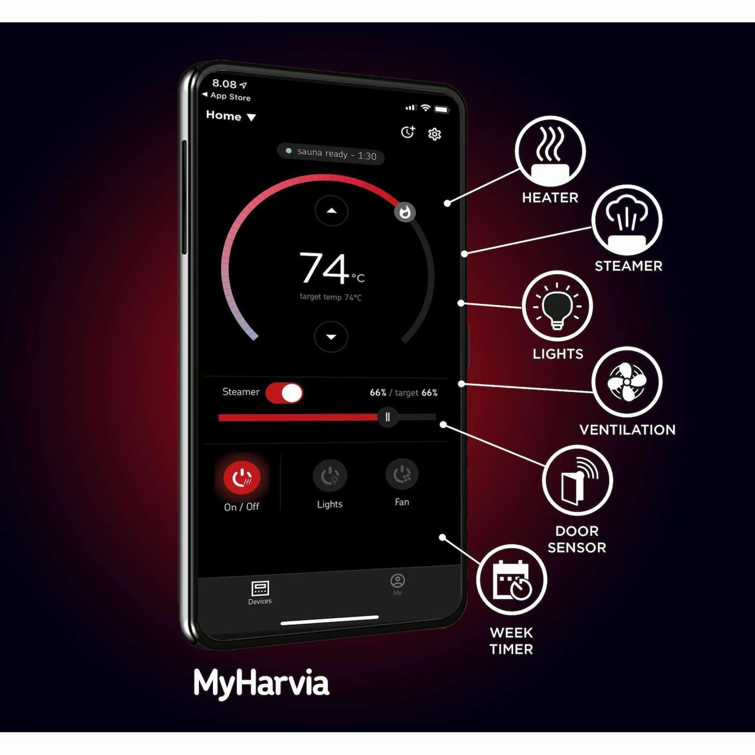 Harvia Spirit SP90XW 9 kW WiFi Black fiński piec do sauny ze sterowaniem Xenio WiFi
