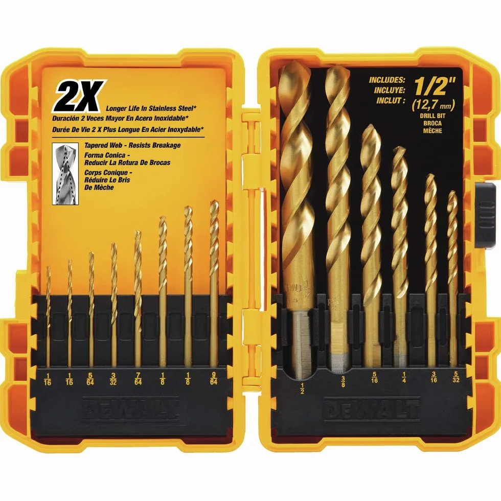 DEWALT DW1341 zestaw wierteł tytanowych 14 szt, 14 sztuk