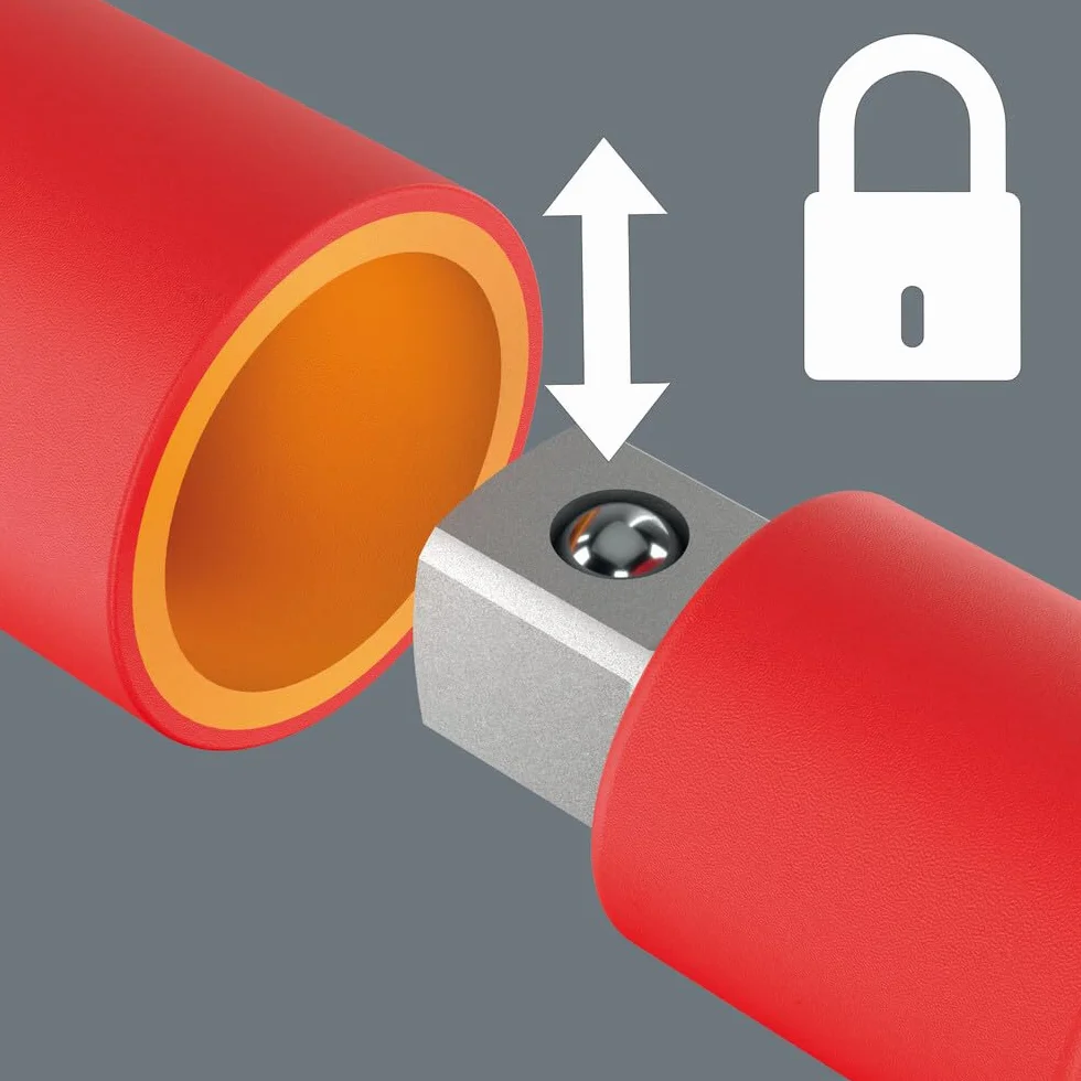 Adapter z rękojeścią poprzeczną 410 i VDE A RA izolowany VDE z funkcją grzechotki do kluczy nasadowych 1/4", 1/4" x 130 mm