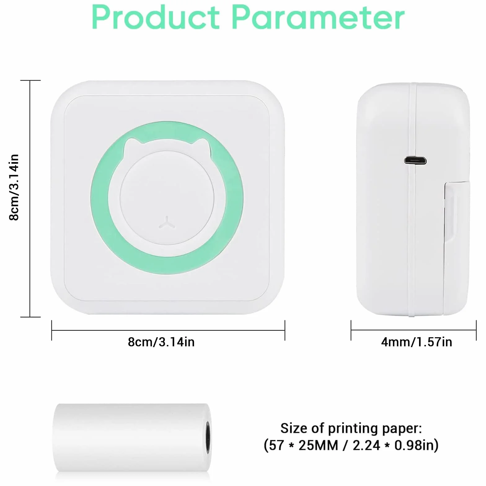 GuKKK Mini drukarka, mobilna drukarka fotograficzna, przenośna mini drukarka fotograficzna, bezprzewodowa drukarka fotograficzna, drukarka Bluetooth, pomoc w nauce, notatki, dziennik, notatki