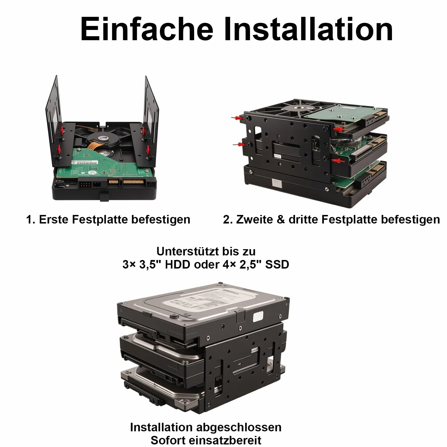 Uchwyt montażowy SSD HDD 2,5 cala 3,5 cala metalowy 4 x 6,3 cm 2 sztuki