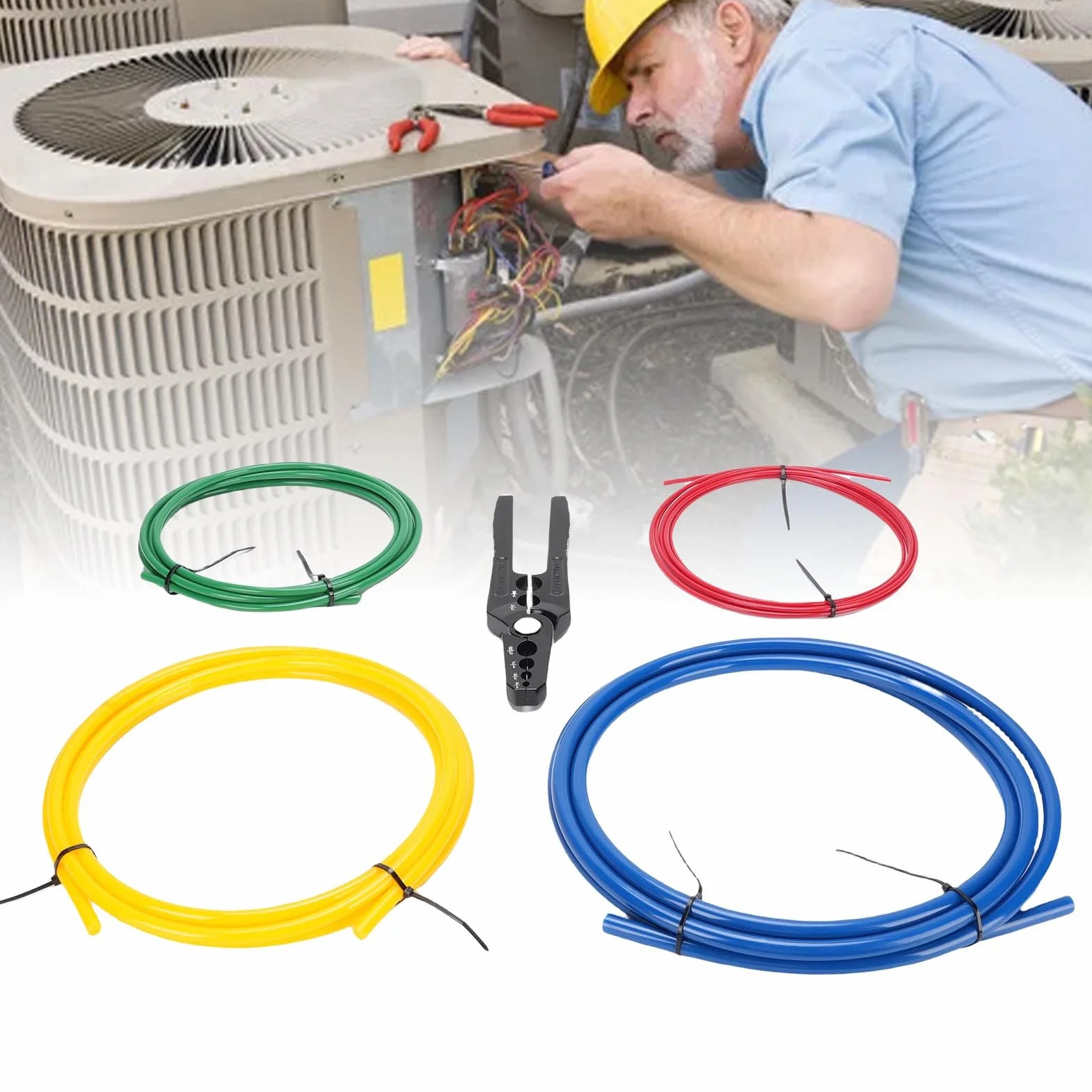 lyrlody Giętarka do Rur Miedzianych AC, Zestaw Szczypiec do Gięcia PE i Szczypiec Naprawy Stopu Aluminium, Paski 4 M w 4 Rozmiarach, Giętarka Rur Miedzianych Naprawy Instalacji Chłodniczych HVAC
