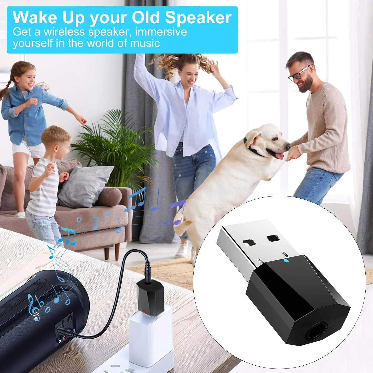 Odbiornik USB Bluetooth 5.1 z wbudowanym mikrofonem do telewizora i komputera