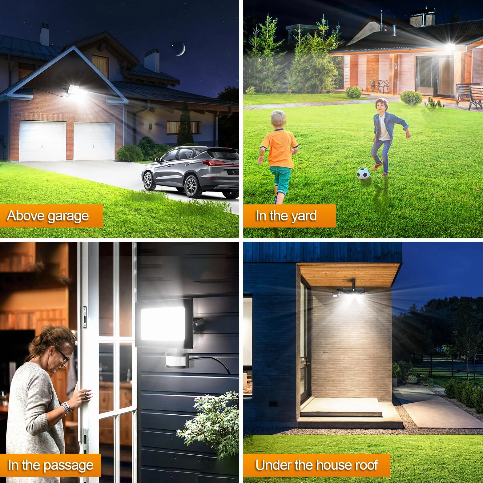Sararoom Zewnętrzny reflektor LED z czujnikiem ruchu 1000 W, super jasne zewnętrzne oświetlenie LED 10000 lm, światło dzienne 6500 K, wodoszczelność IP65 do garażu, podwórza, trawnika, ogrodu
