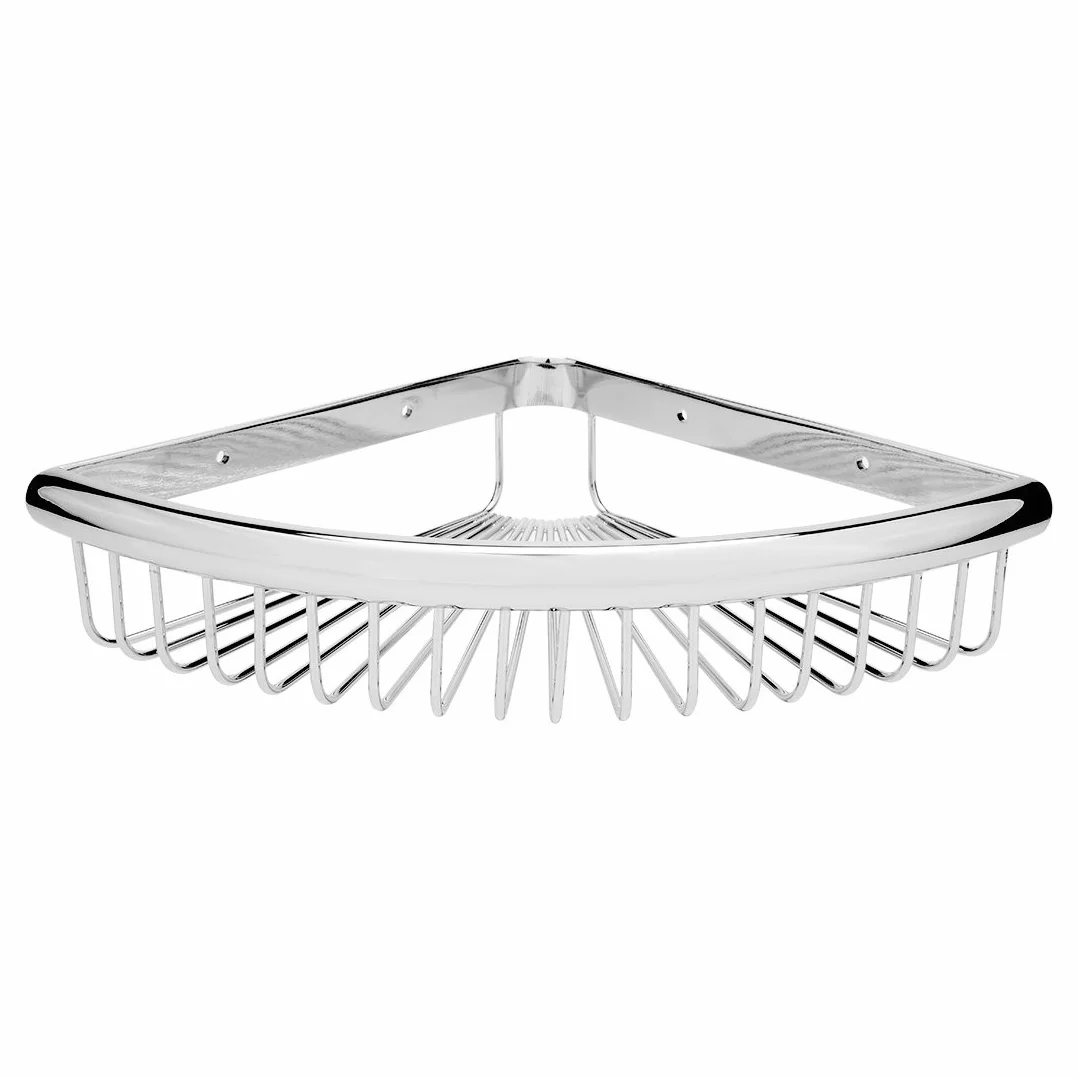 Aexit 11,4-calowy x 8-calowy mosiężny kosz łazienkowy Pojemnik na prysznic Półka narożna w kolorze srebrnym(11.4 pouces x 8 pouces salle douche en laiton Panier coin Tablette Ton Argent Support
