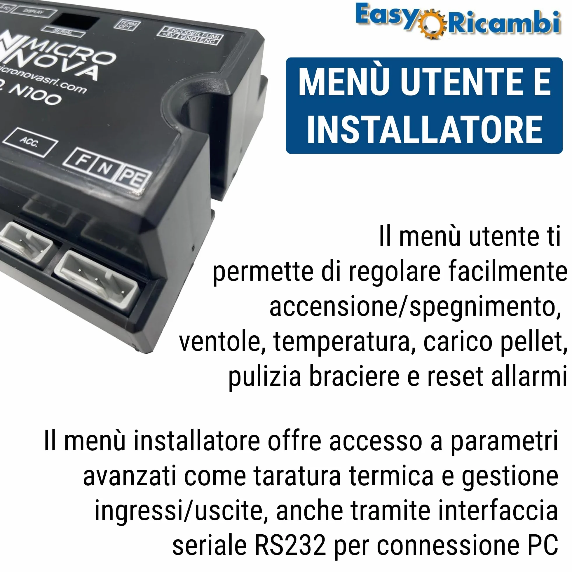 Micronova N100 PN100_A01 płyta kontrolna termoregulacyjna z obudową, do pieca na pellet z kanałowym powietrzem