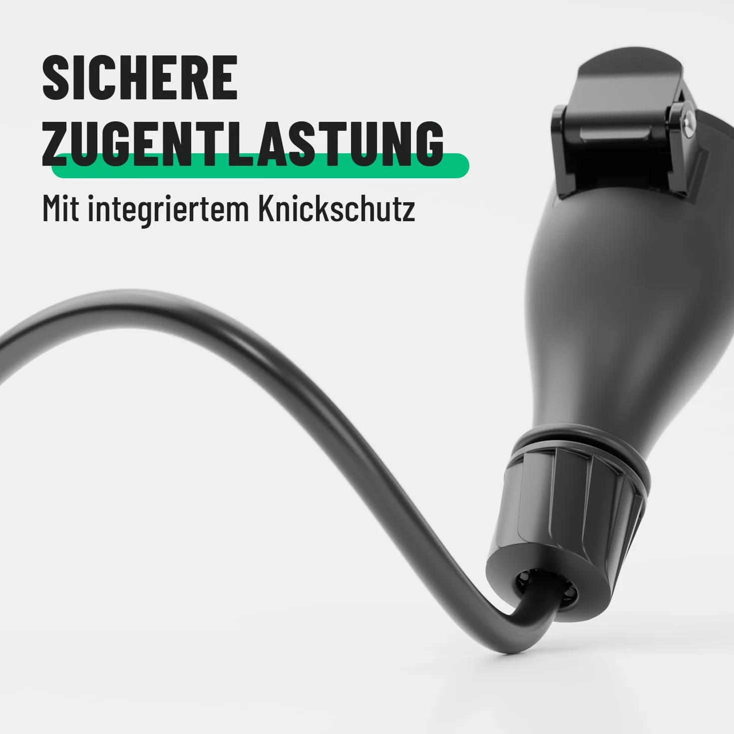 greate Sprzęgło Schuko 230 V do użytku na zewnątrz – gniazdo Schuko wodoszczelne zgodnie z IP54 – sprzęgło Schuko z zabezpieczeniem przed zagięciem i odciążeniem – prąd sprzęgło 2-biegunowe 16 A i 3,7