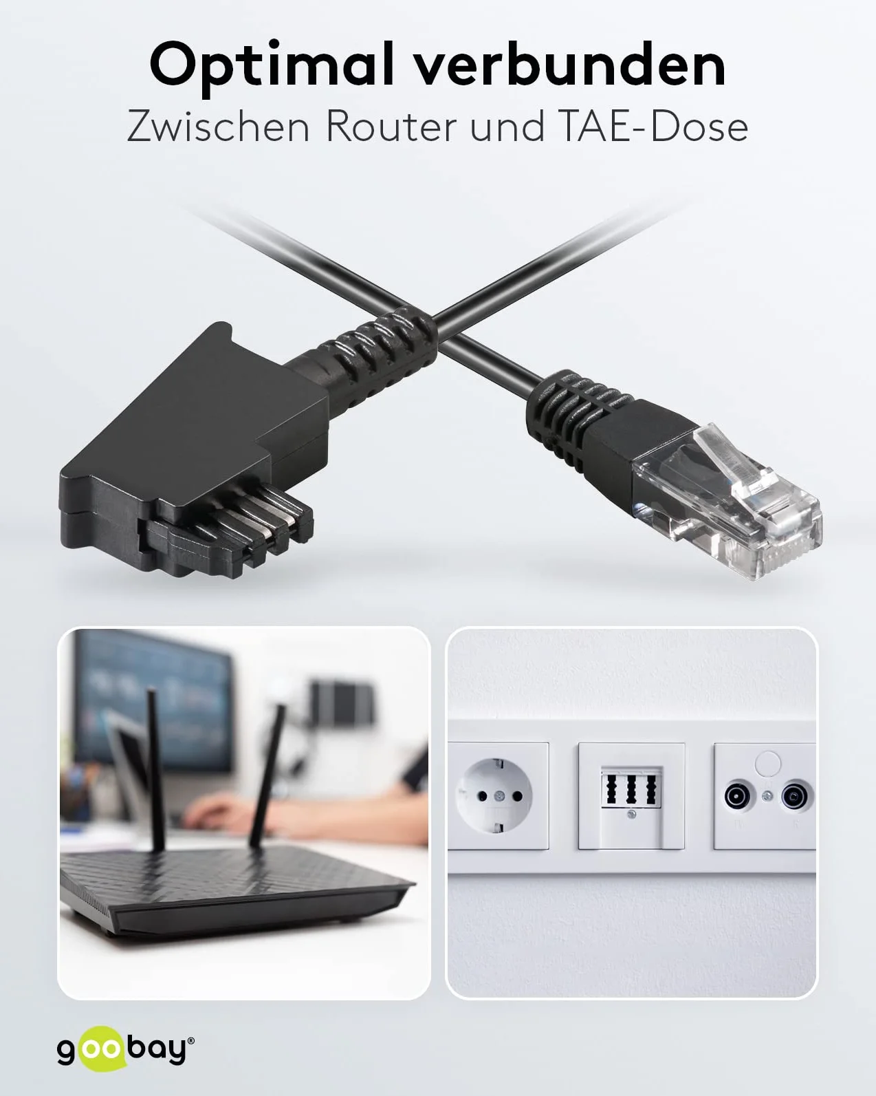 Goobay kabel TAE-F DSL VDSL 3 m czarny