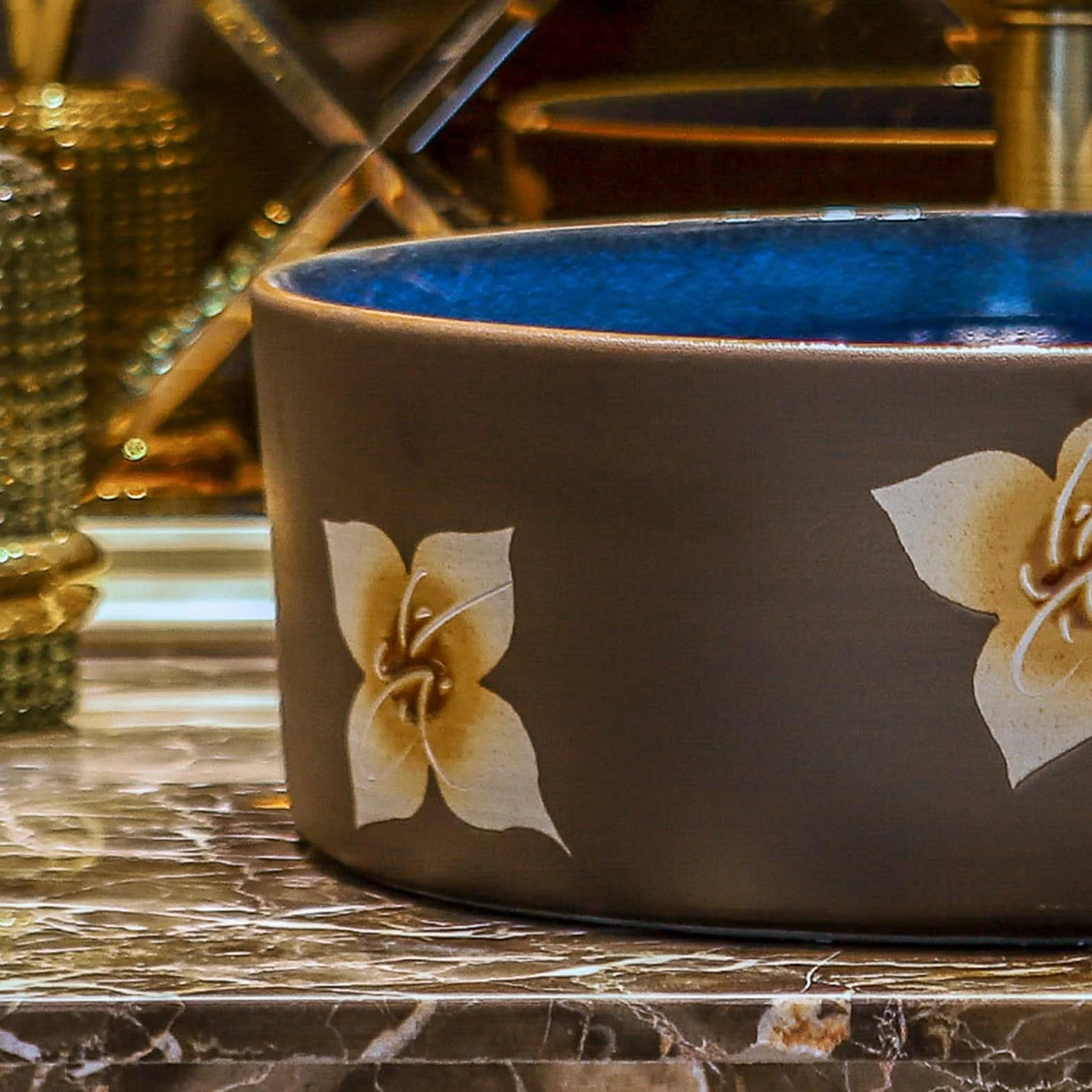 Umywalka łazienkowa Umywalka nablatowa Vintage Skandynawska Umywalka łazienkowa Okrągła ceramiczna ceramiczna umywalka chińska Antyczna umywalka stojąca