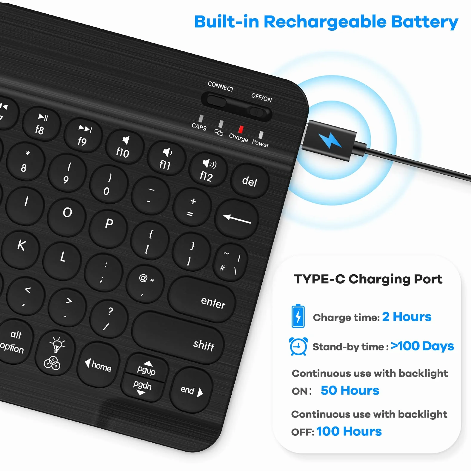 Bezprzewodowa klawiatura Bluetooth podświetlana do iPada Maca iPhone'a Androida Windows