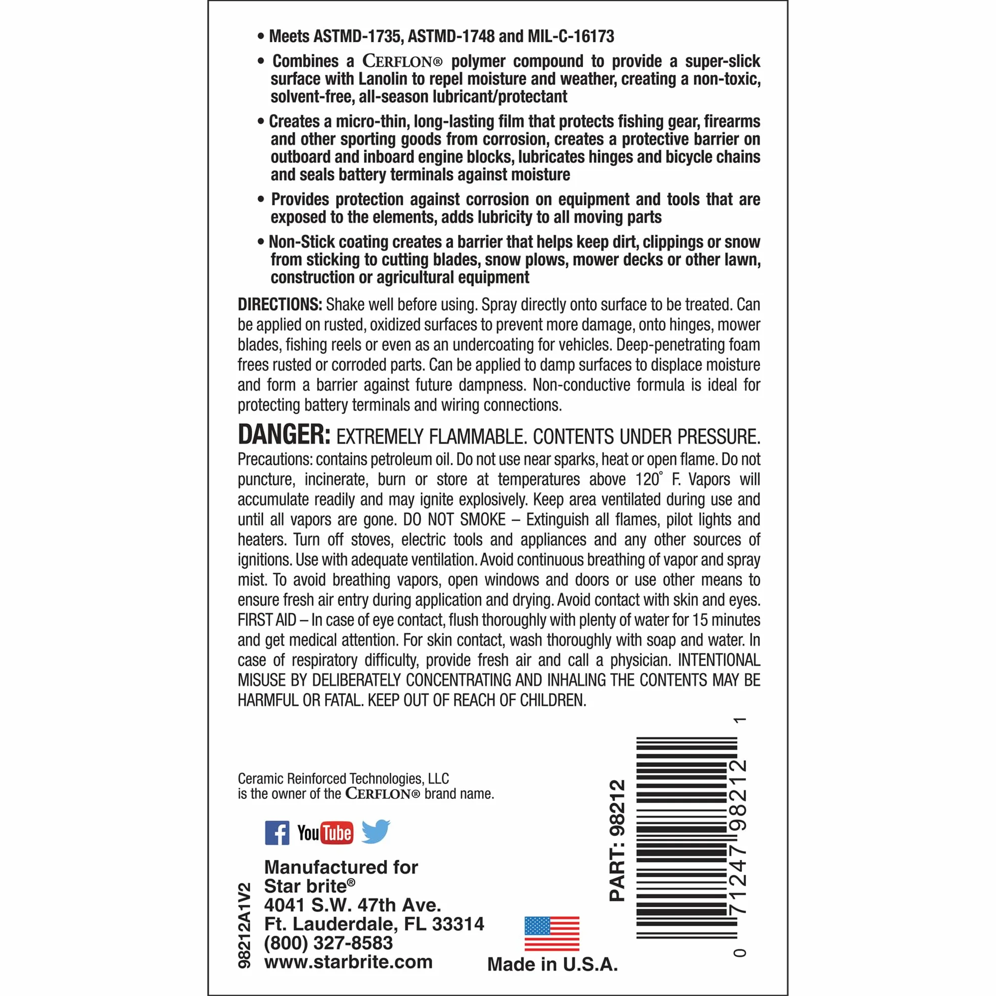 Star Brite 98212 Ultimate Series Smar do płynów w aerozolu (11,75 FL) oz.