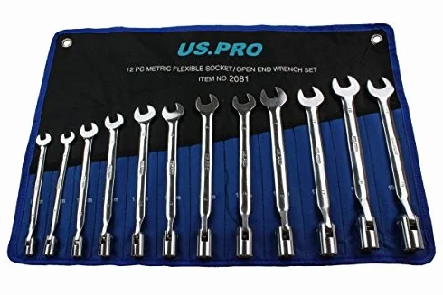 US PRO 12 szt. Zestaw kluczy nasadowych/klucza płaskiego Flexi 8-19 mm 2081