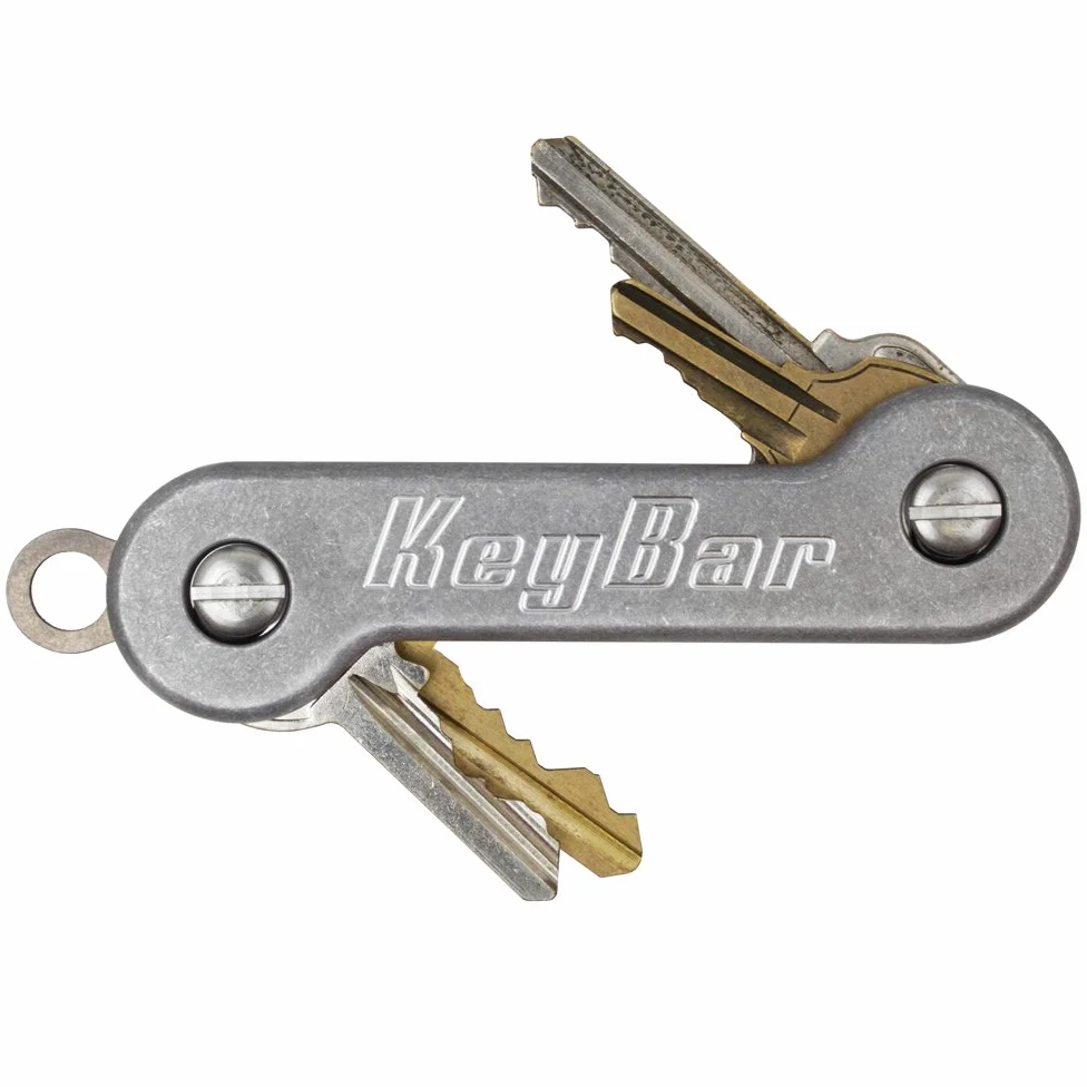 KeyBar Kompaktowy uchwyt na klucze do noszenia na co dzień i organizer na klucze z klipsem kieszonkowym (mieści do 12 kluczy), rozdrobnione aluminium