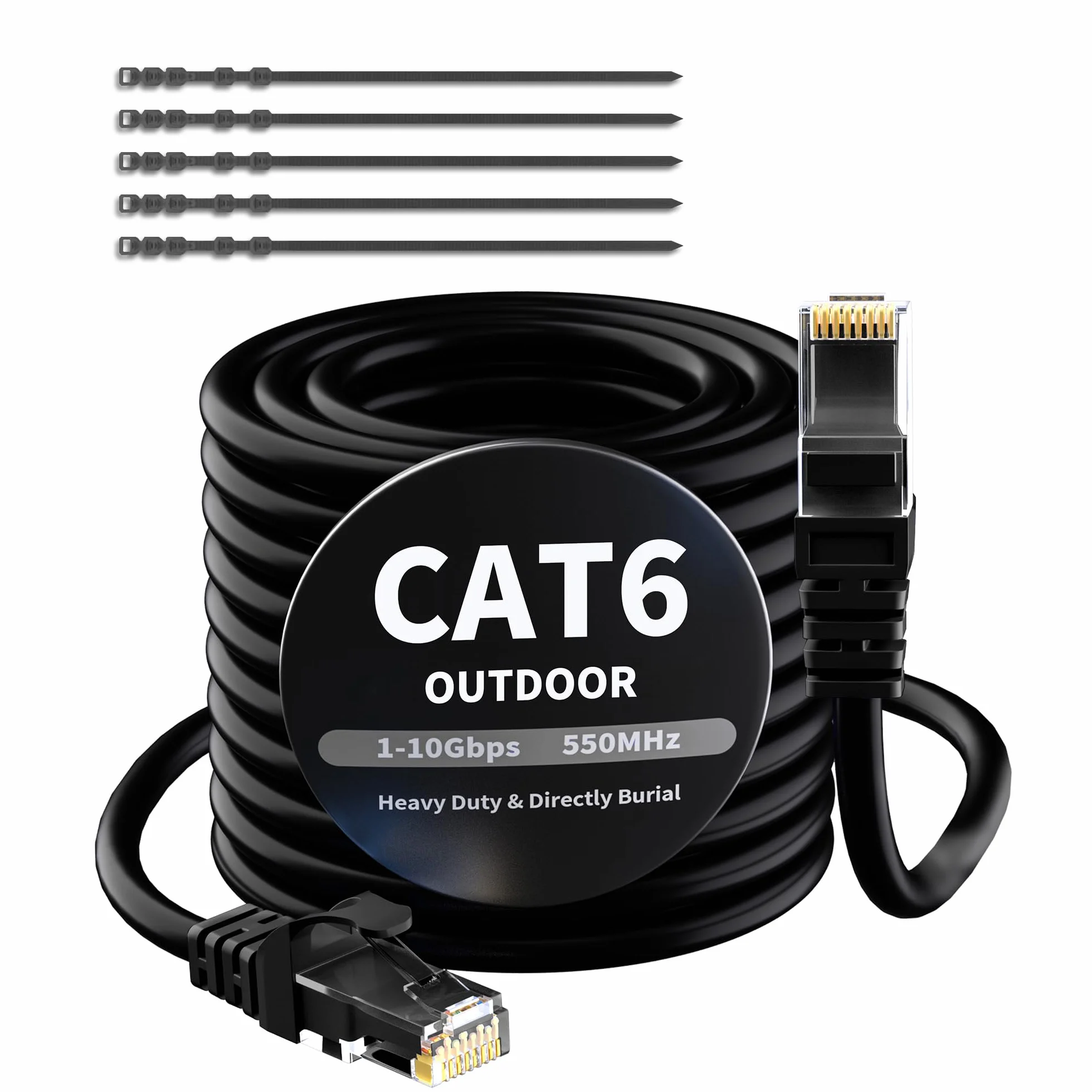 CAT6 kabel Ethernet 40m czarny wodoszczelny Gigabit UTP CCA RJ45 LAN do kamery POE