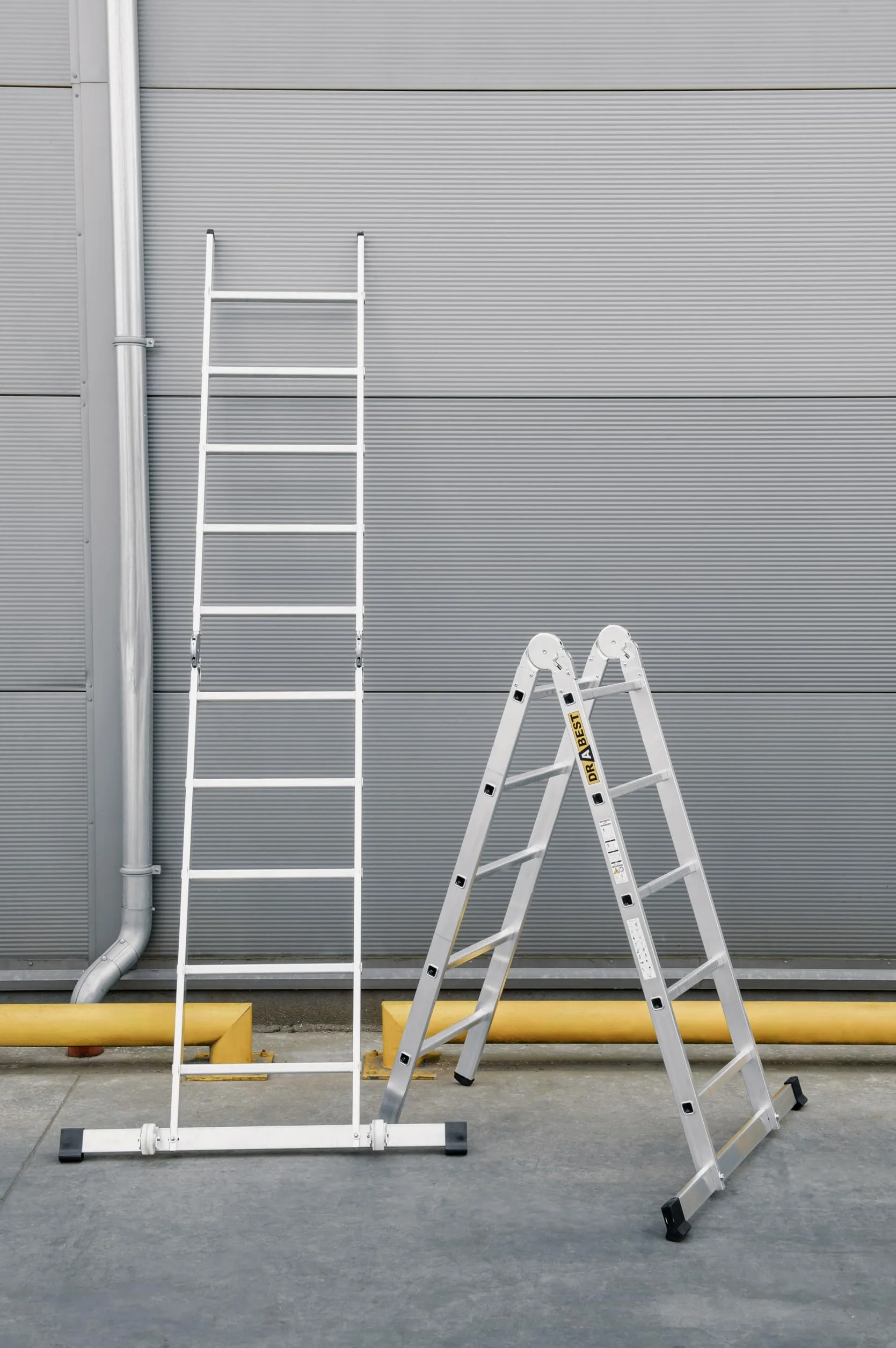 DRABEST Aluminiowe rusztowanie drabinowe Rusztowanie przegubowe Antypoślizgowe rusztowanie budowlane Rusztowanie jezdne o nośności do 150 kg – wysokość robocza 4 m