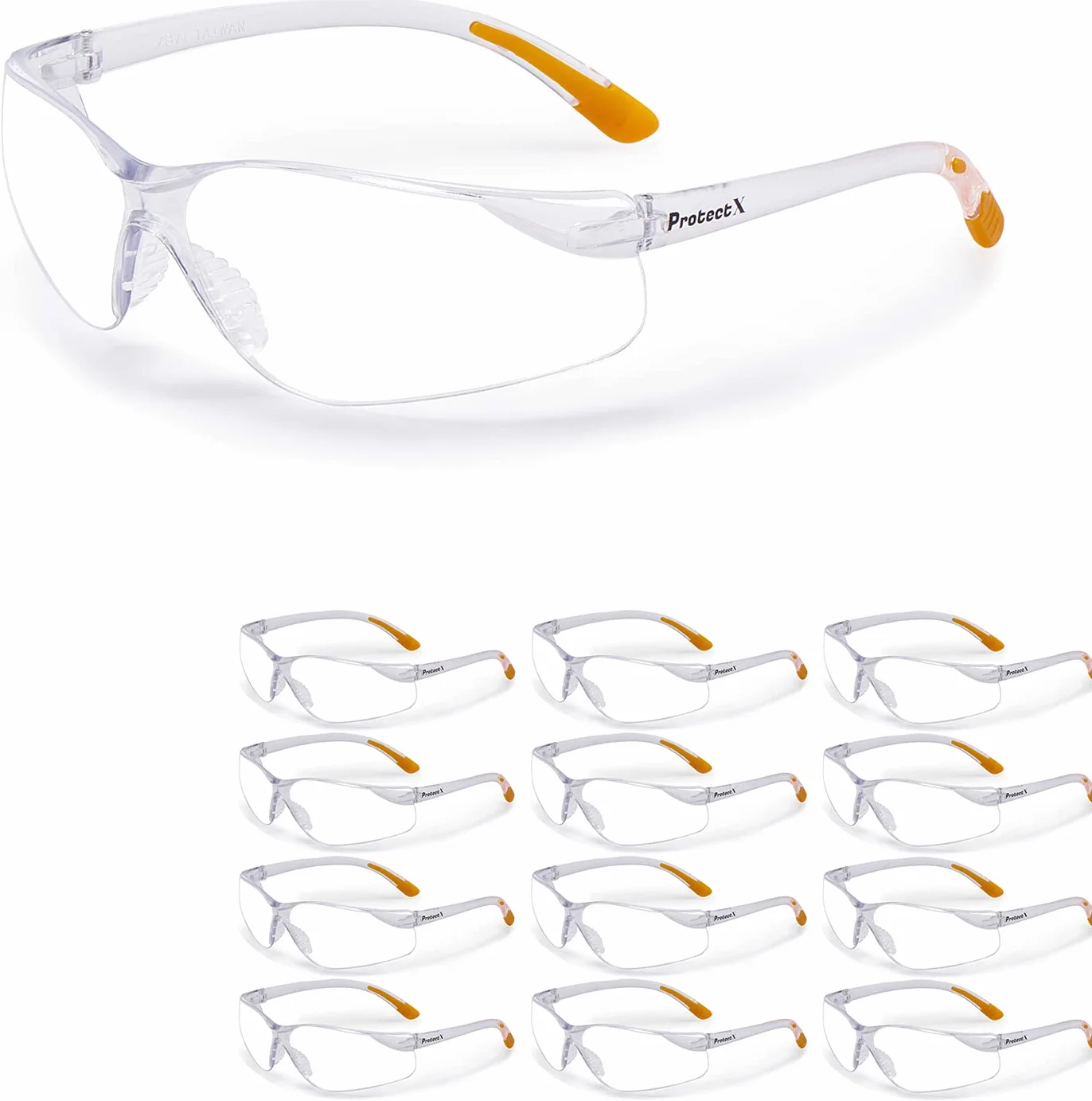 ProtectX Okulary ochronne dla mężczyzn i kobiet, okulary ochronne z soczewkami przeciwmgielnymi, odpornymi na zarysowania, antypoślizgowe uchwyty, ANSI Z87.1