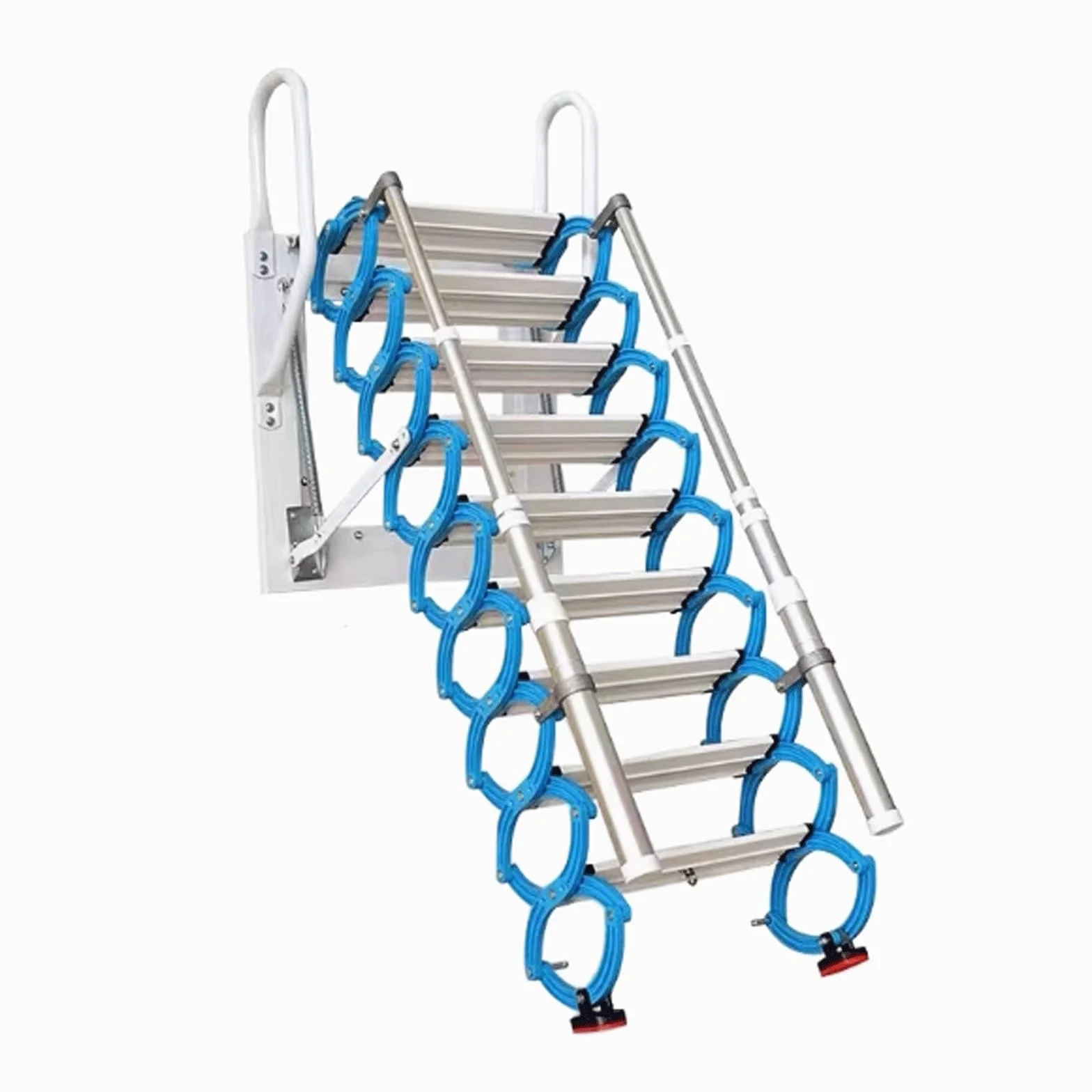 Schody strychowe składane schody strychowe schody loft uchwyt ścienny drabina loft drabina poddasza drabina teleskopowa schody sufit instrukcja z poręczami (3,6-3,8 m)