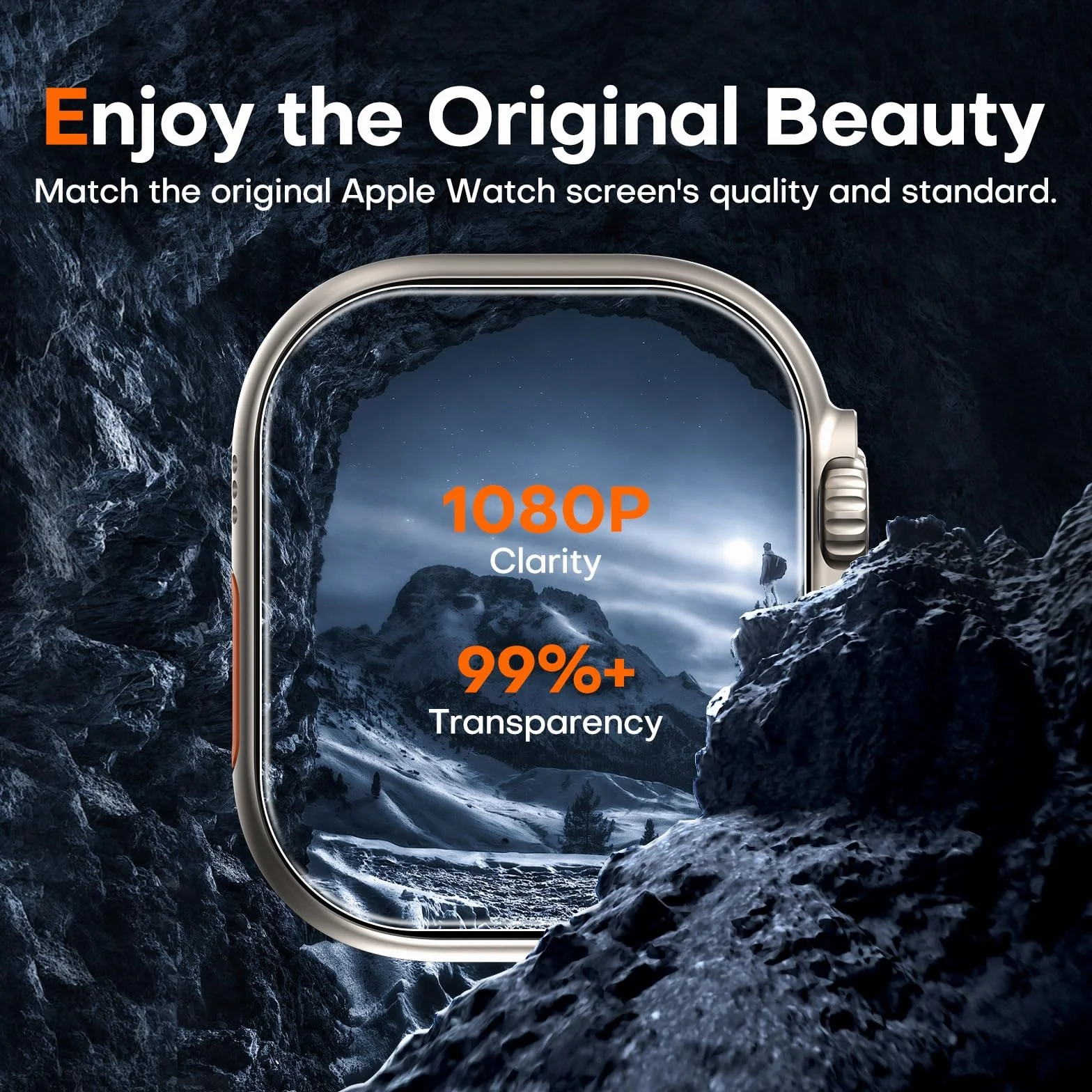 TAURI 2-pak osłon ekranu na Apple Watch Ultra 3/2/1 49mm, [2-krokowa automatyczna instalacja], [Ochrona klasy wojskowej] Ochraniacz ekranu ze szkła hartowanego na iWatch Ultra 49mm