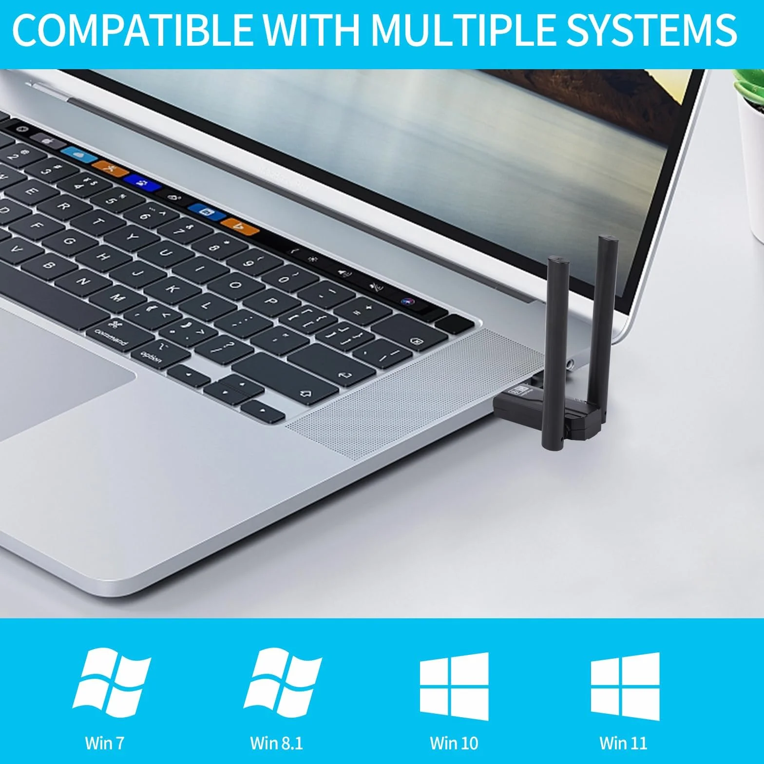 Dongle Bluetooth 5.4, długodystansowy adapter Bluetooth USB 150 m Multi-Directional Bluetooth antena Niska latencja do komputera Laptop Słuchawki Mysz Kontroler Smartfon Tablet Windows 11/10/8.1/7