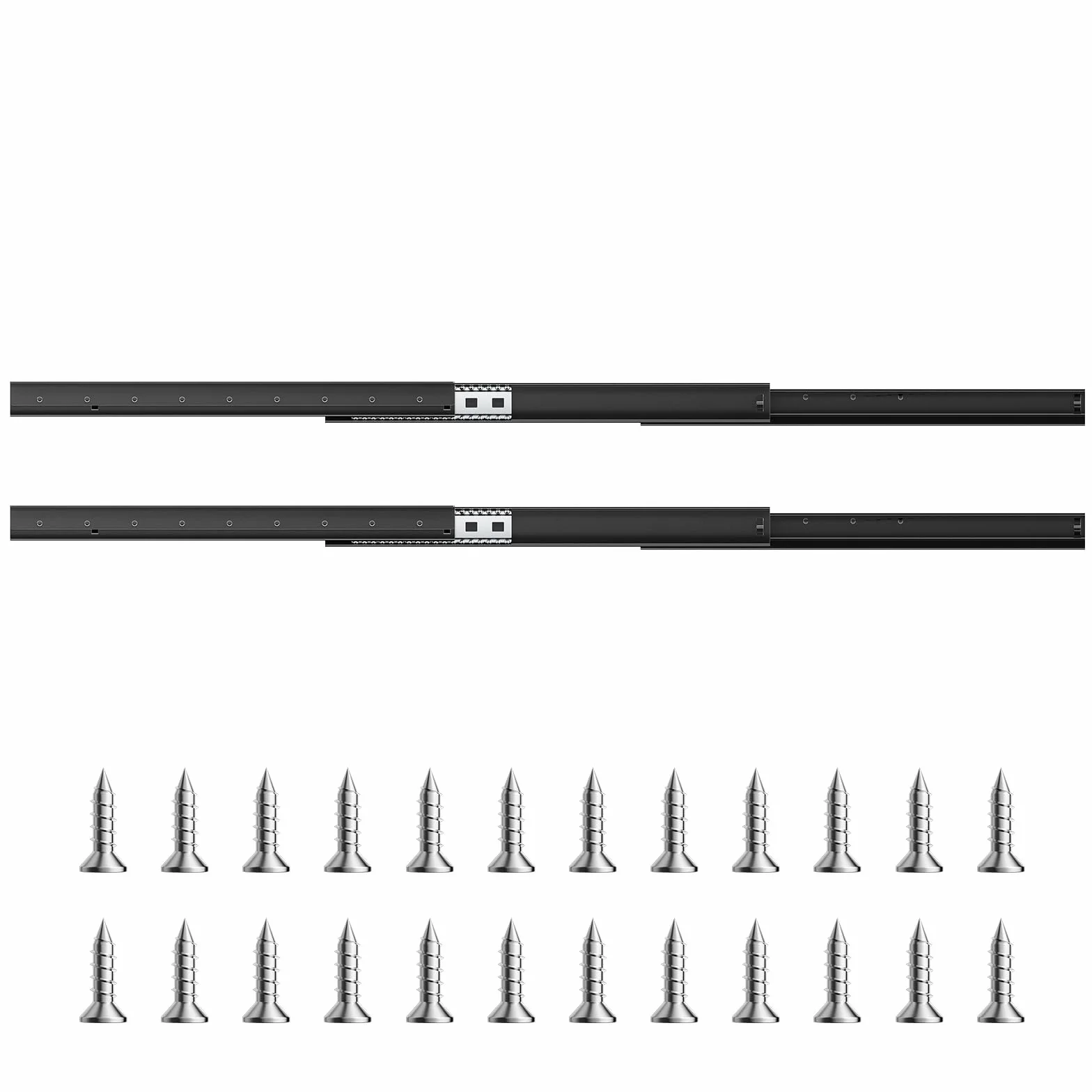 VEVOR Prowadnice do szuflad, 61 cm, pełne wysuwane łożysko kulkowe pod szynami szafek schodowych, nośność 118 kg, wytrzymałe, dolne prowadnice do szafki schodowej, do samodzielnego wykonania, czarne
