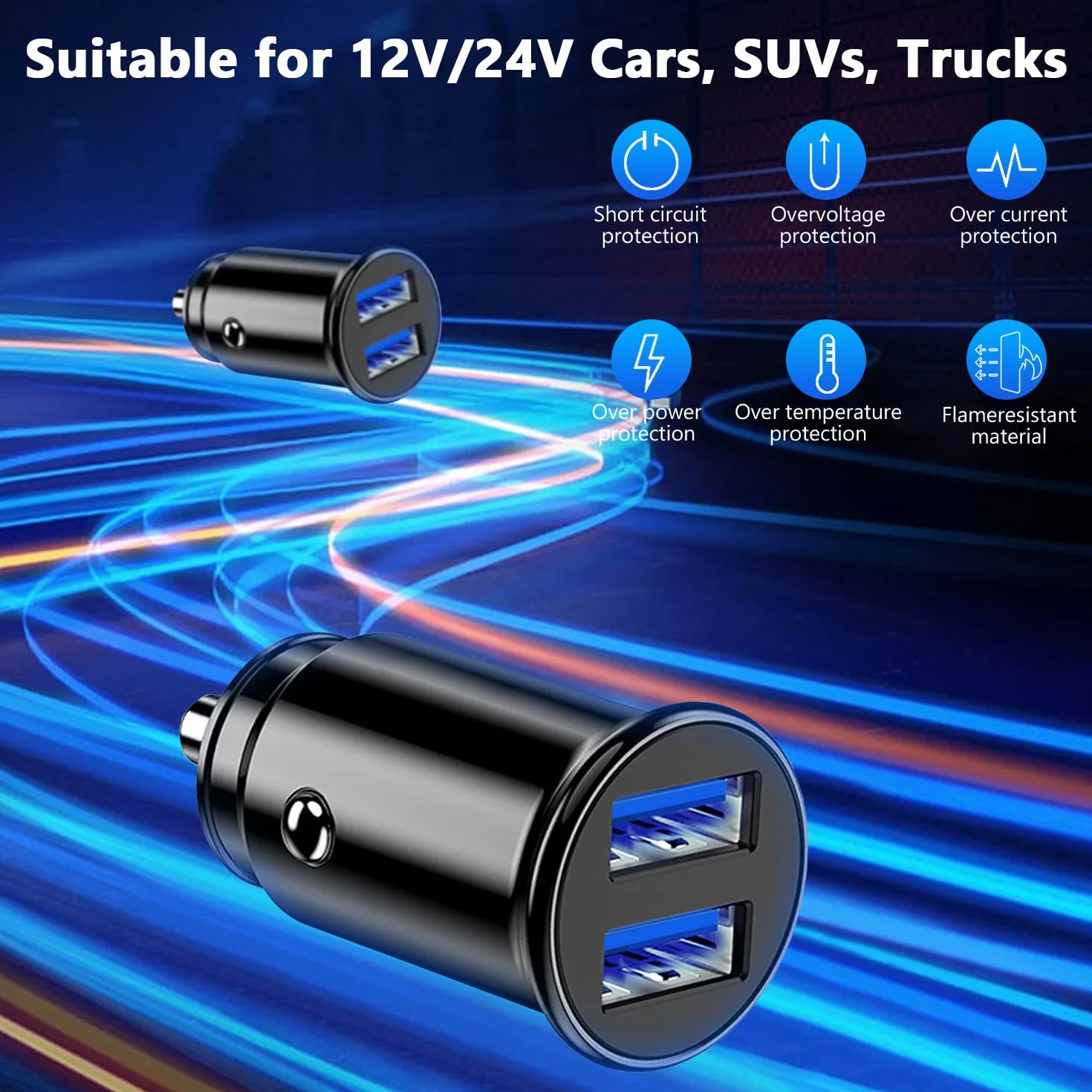 Wtyczka DIN do gniazda zapalniczki samochodowej 12V/24V wodoodporna podwójny port USB